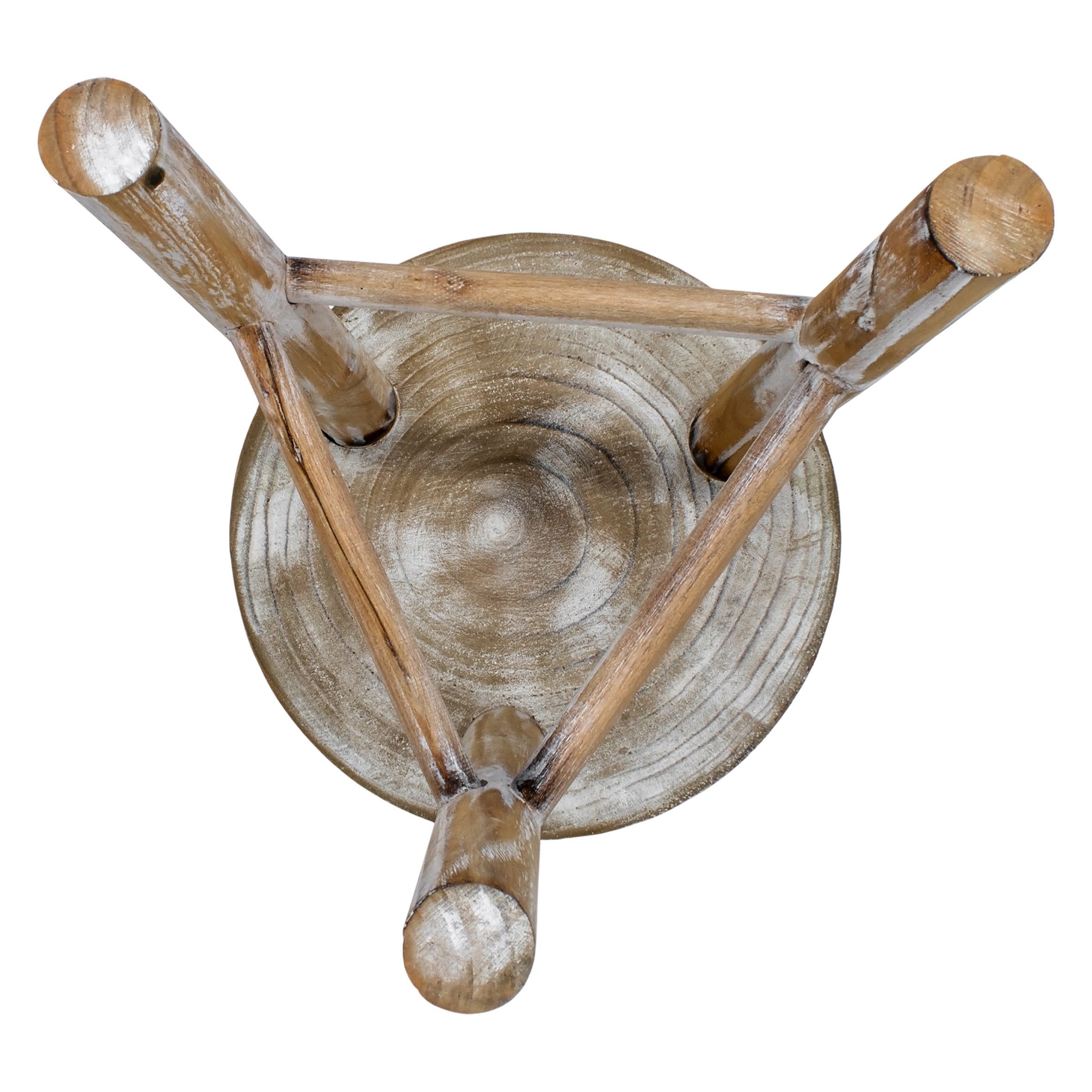 Spetebo Blumenhocker Holz mit 3 Beinen white washed - Ø 35 cm (Stück, 1 St., 1), Massivholz – Bild 5 von 5