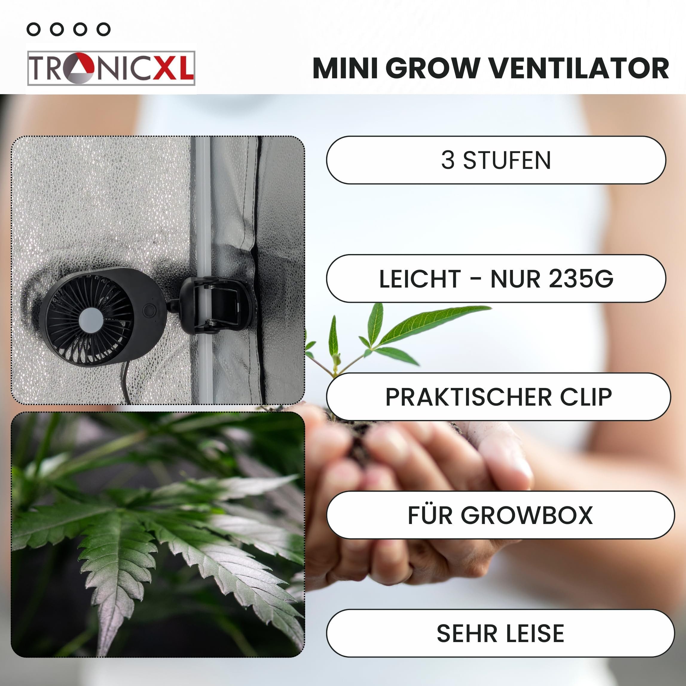 TronicXL Mini USB-Ventilator Grow Ventilator mit günstig online kaufen