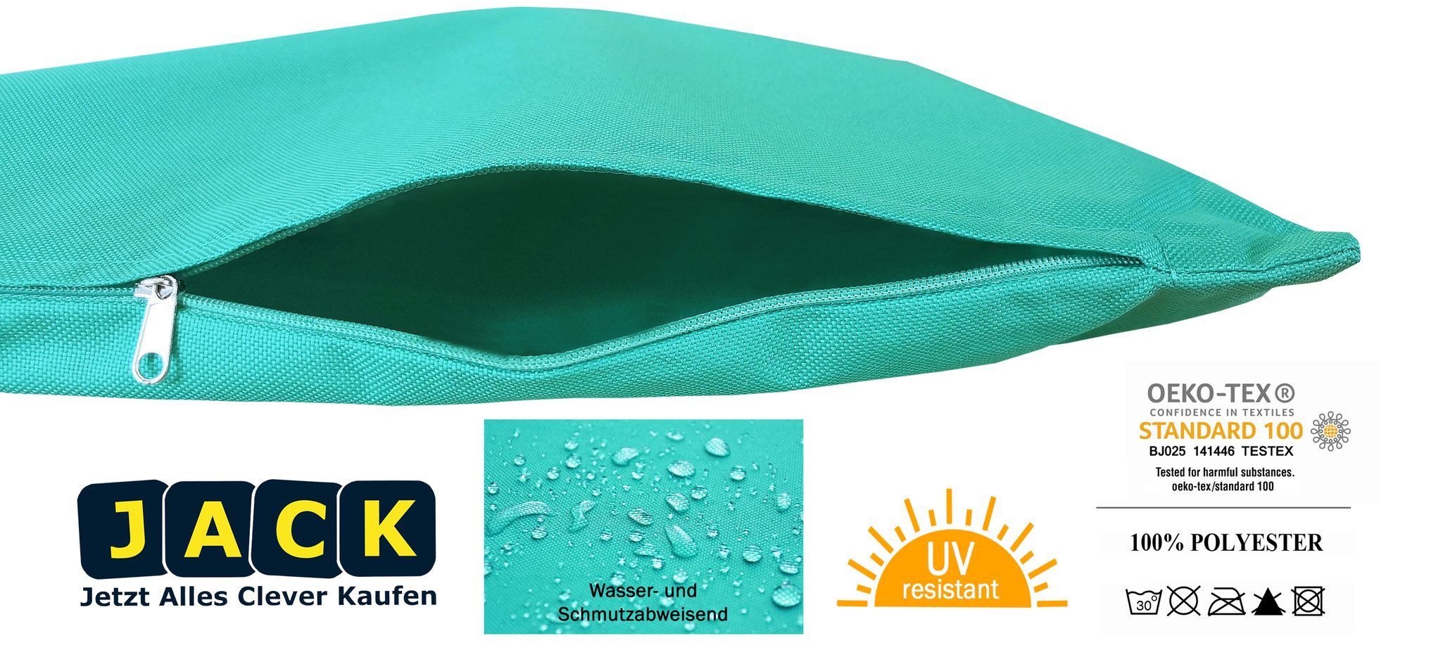 JACK Kissenbezüge JACK 2er Set Outdoor Kissenhülle Kissenbezug 40x60cm Wasserfest, (2 Stück), robust und strapazierfähig, Wasserabweisend, für Innen & Außen