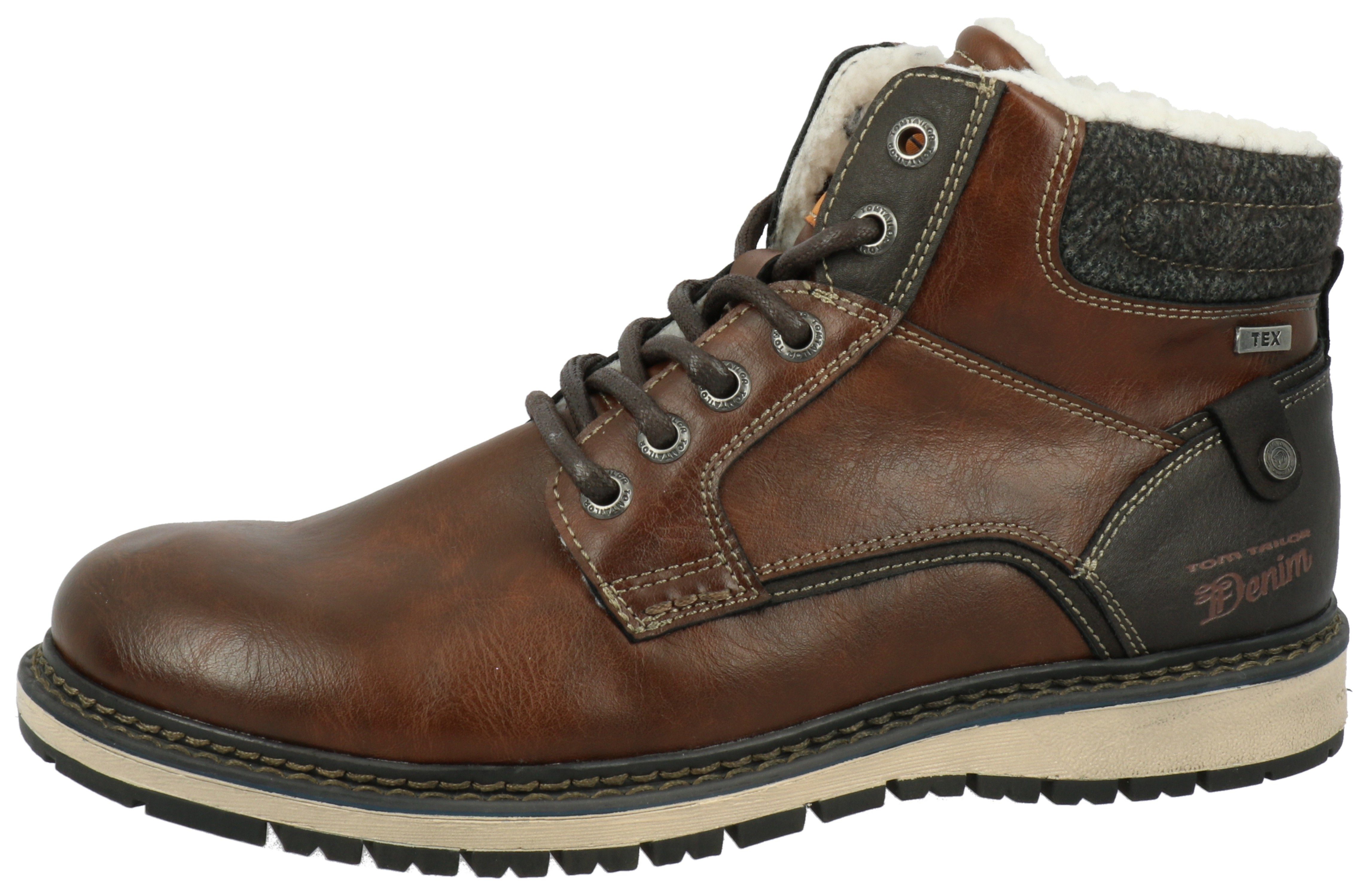 TOM TAILOR Winterboots mit TEX-Membran cognac-kombiniert