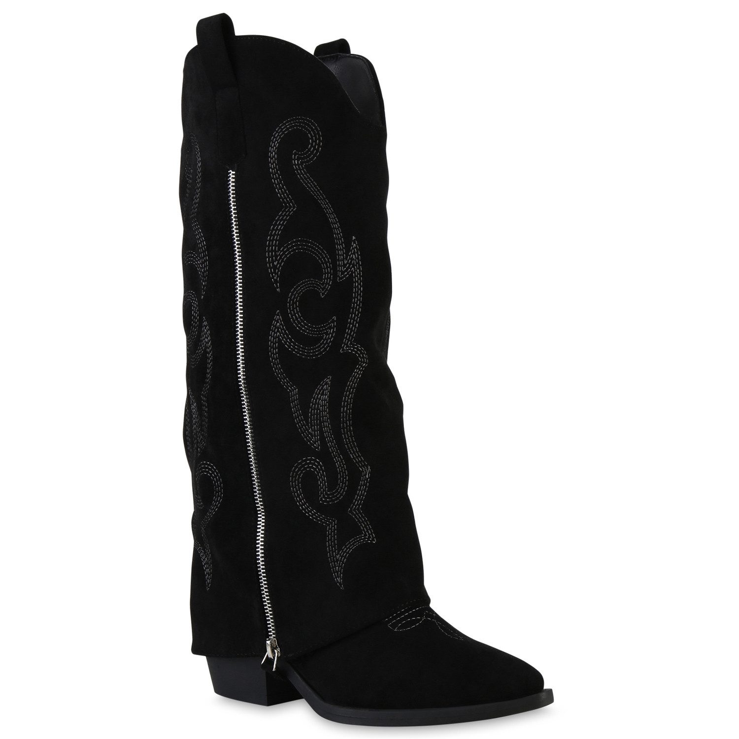 VAN HILL 841891 Cowboystiefel Damen Schuhe aus Wildleder mit Stickerei und günstig online kaufen