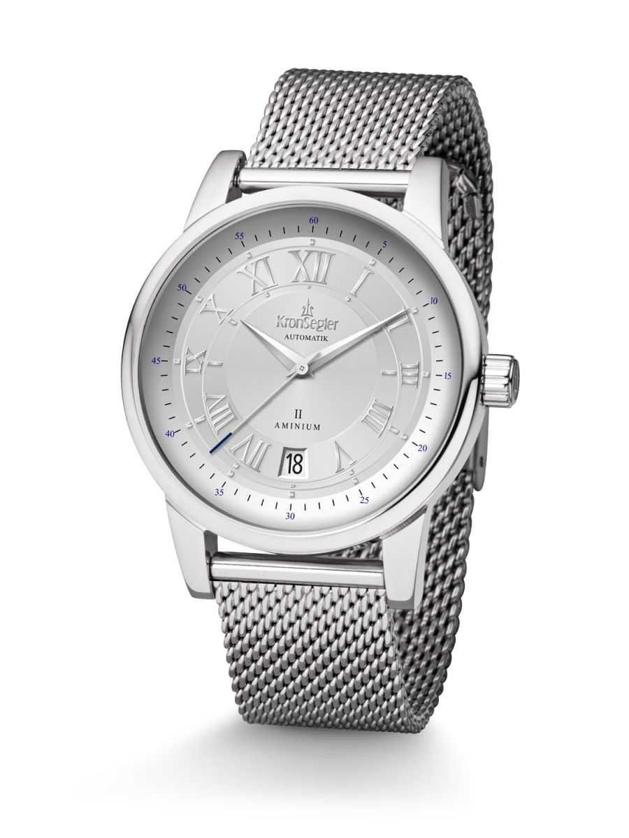 Kronsegler Automatikuhr Aminium II st-sil-mil Herrenuhr Milanaiseband 41 mm