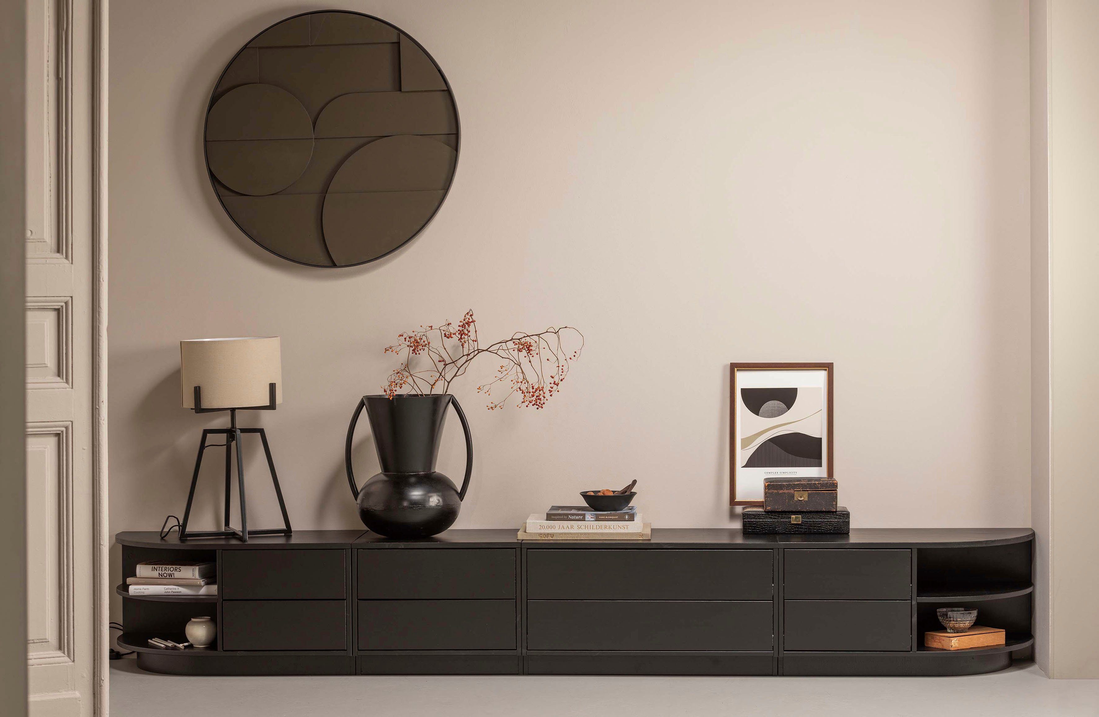 WOOOD Lowboard Finca, Kommode mit abgerundeten Abschlussregal, mit modernem Push-to-Open-System, Breite 78 cm