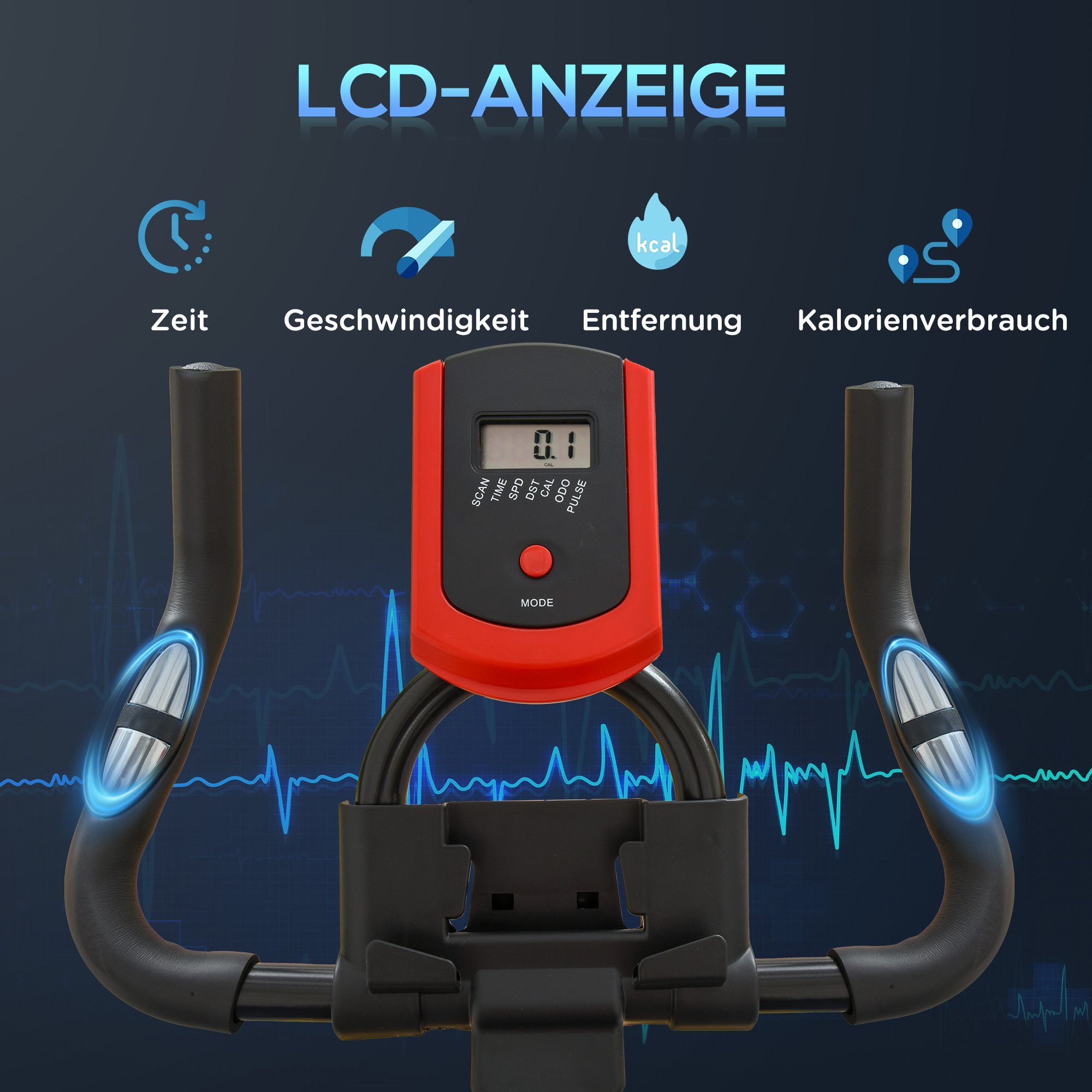 HOMCOM Heimtrainer X-Bike - Faltbares Fitnessbike Mit 8 Stufen