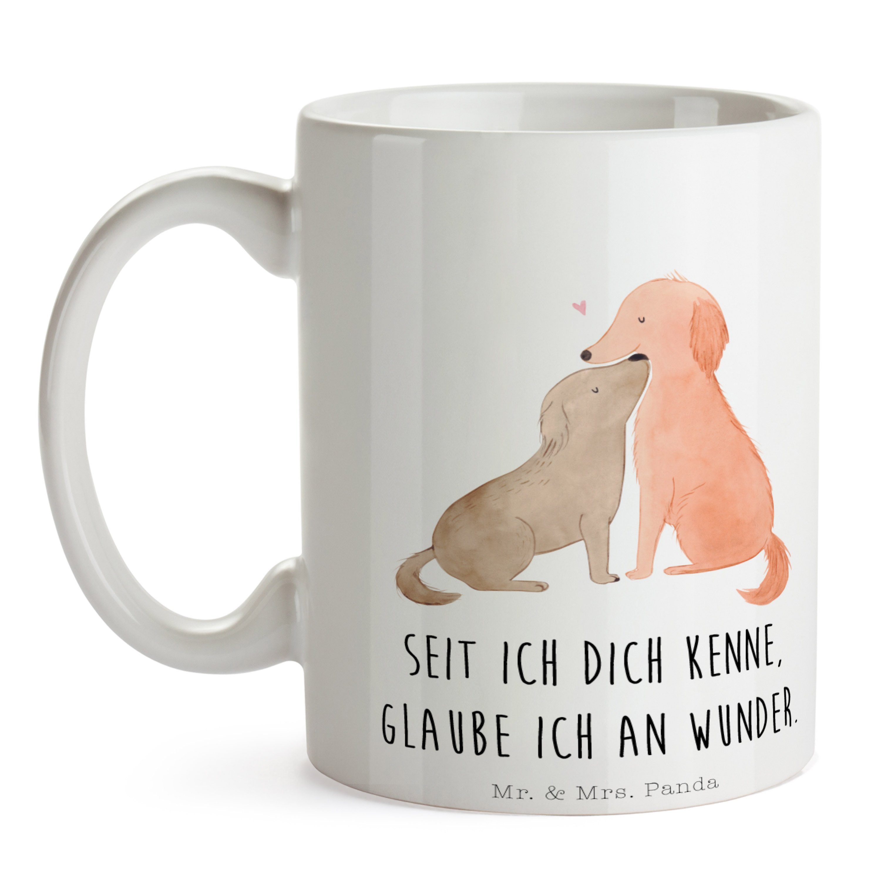 Geschenk, Vierbeiner, - Keramik Tasse B, Mrs. - Hunde Weiß Tasse, Kuss, Mr. Hunderasse, Panda & Liebe