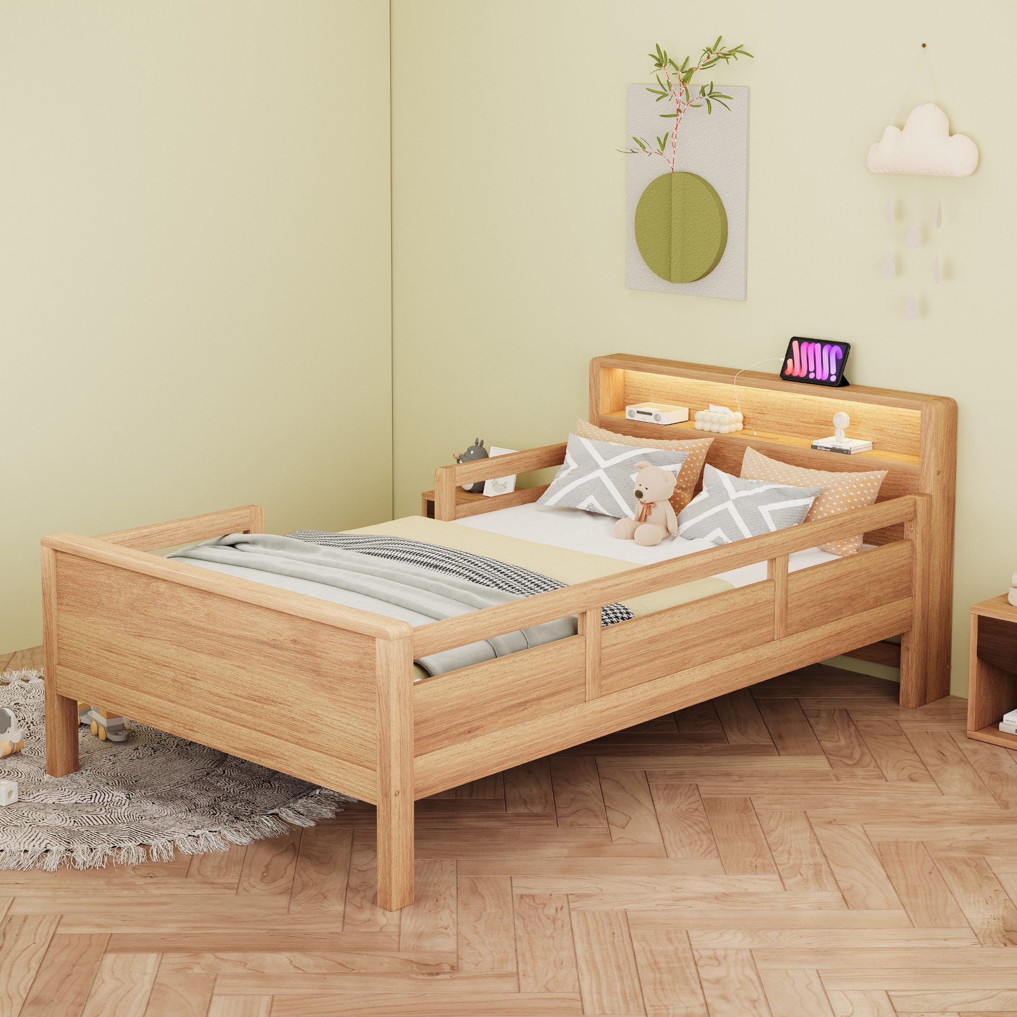 Merax Kinderbett mit LED und USB- günstig online kaufen
