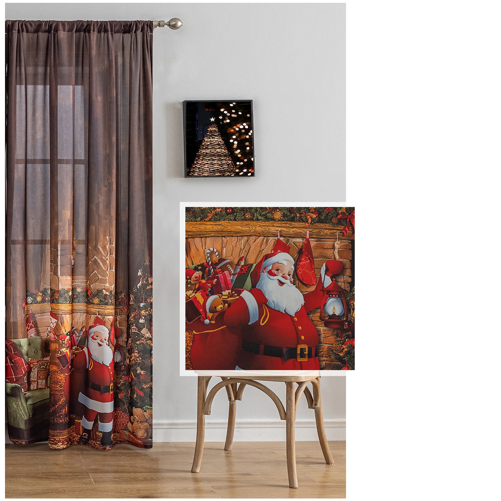 Jibenhome Gardine Weihnachts Voile-Vorhang, Transparenter Kindervorhänge, S günstig online kaufen