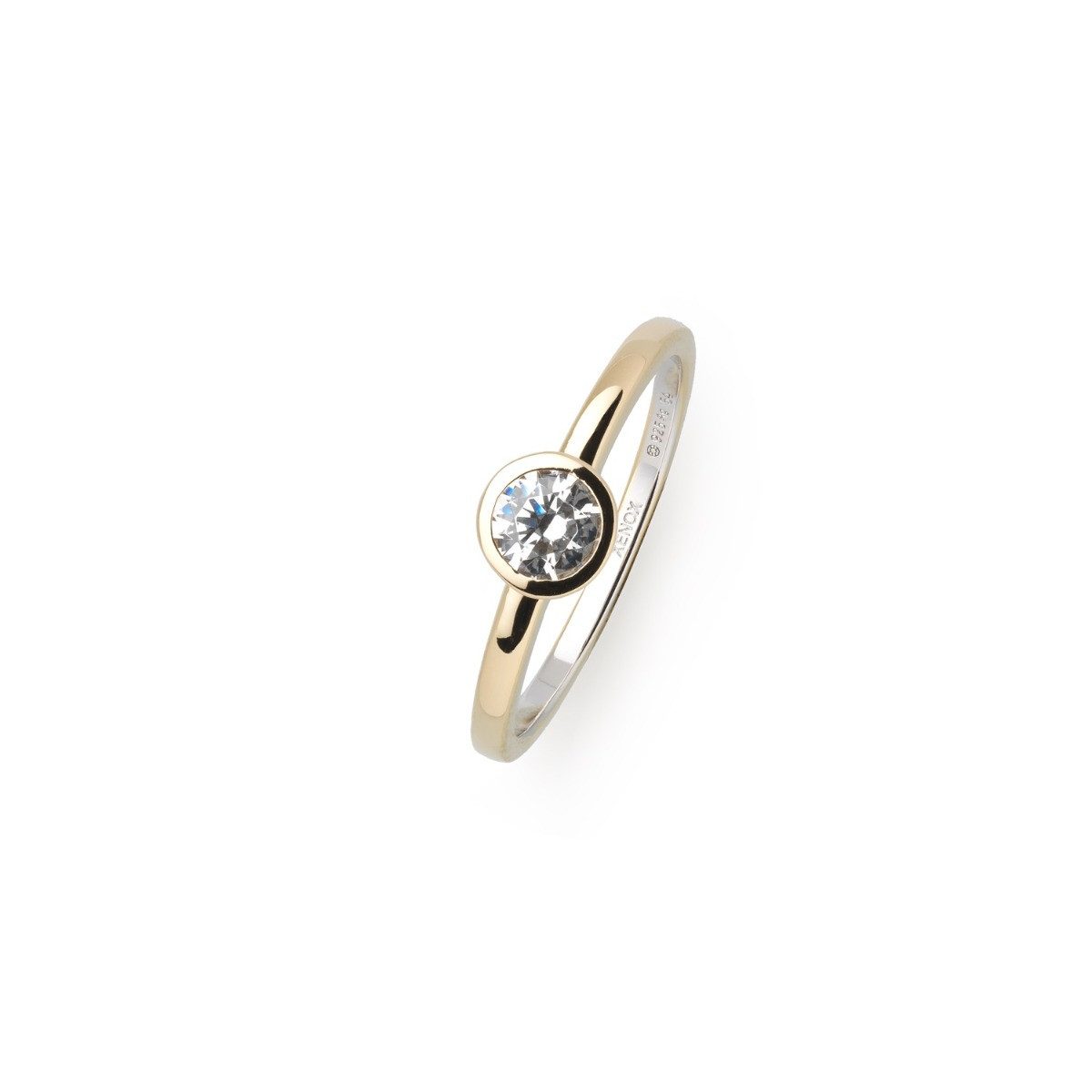 XENOX Silberring XS7279G Ring Damen Zarge Zirkonia Ø 4,5 mm Silber 18k Vergoldet Gr. 5