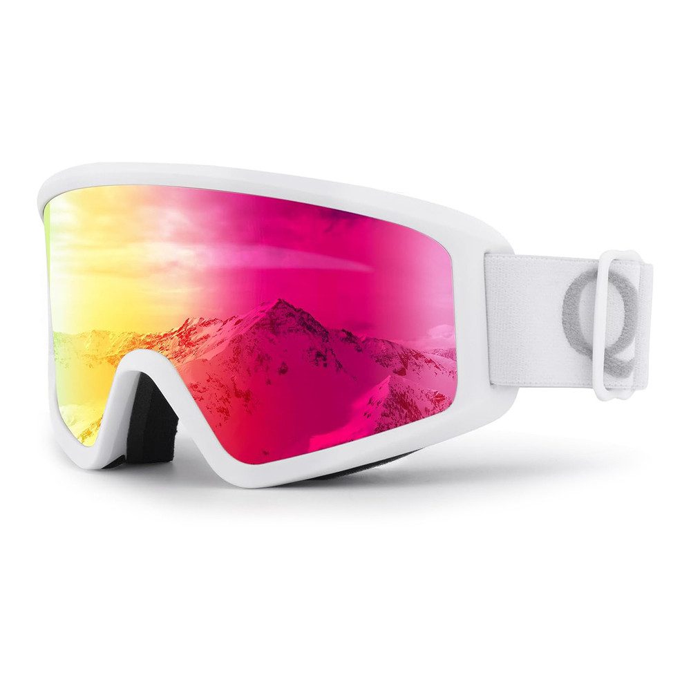Qunature Skibrille Snowboardbrille Schneebrille Wintersportbrille, (Spar-Set, 1-St., 120 g beschlagfrei), UV400, Antibeschlag, rahmenlos, helmkompatibel