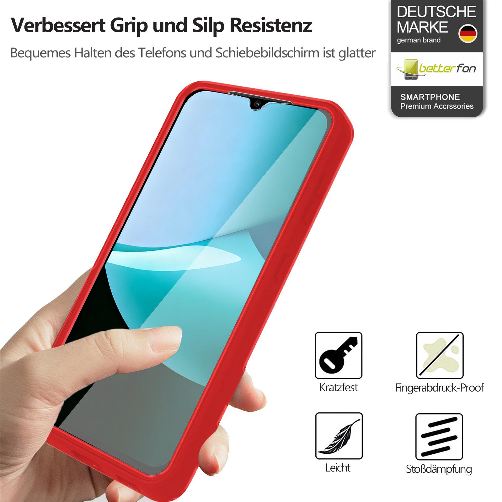 betterfon Handyhülle für Xiaomi Redmi 15C 2-teiliges 360° TPU Schutzcase, Vollschutz Case mit integriertem Displayschutz und klarer Sicht