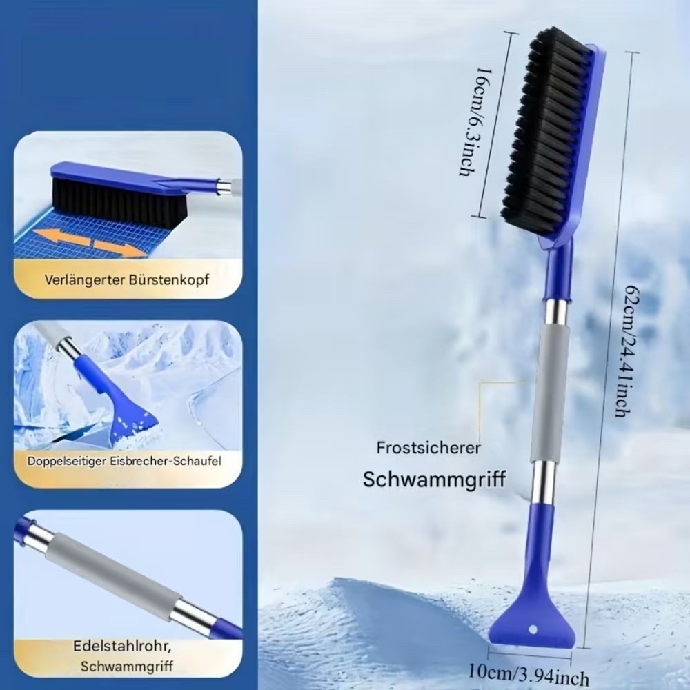 Montegoni 2-in-1 Ice Scraper/Snow Shovel with Brush, Ergonomic Handle, Windscreen Scraper with Non-Slip Grip, Compact