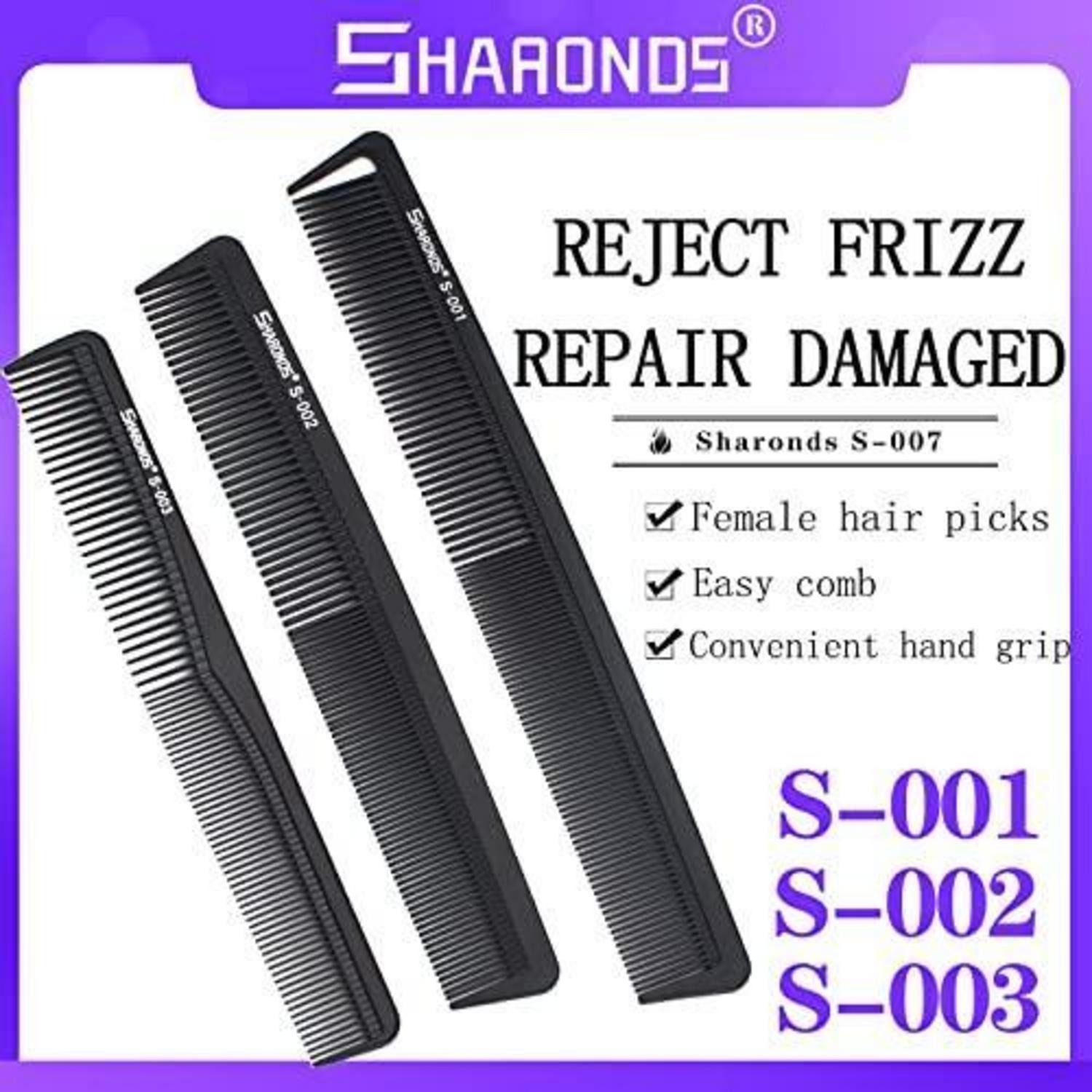 LuxusKollektion Schneidekamm Professionelles Hitzebeständiges Carbon Comb Set in Weiß/Schwarz