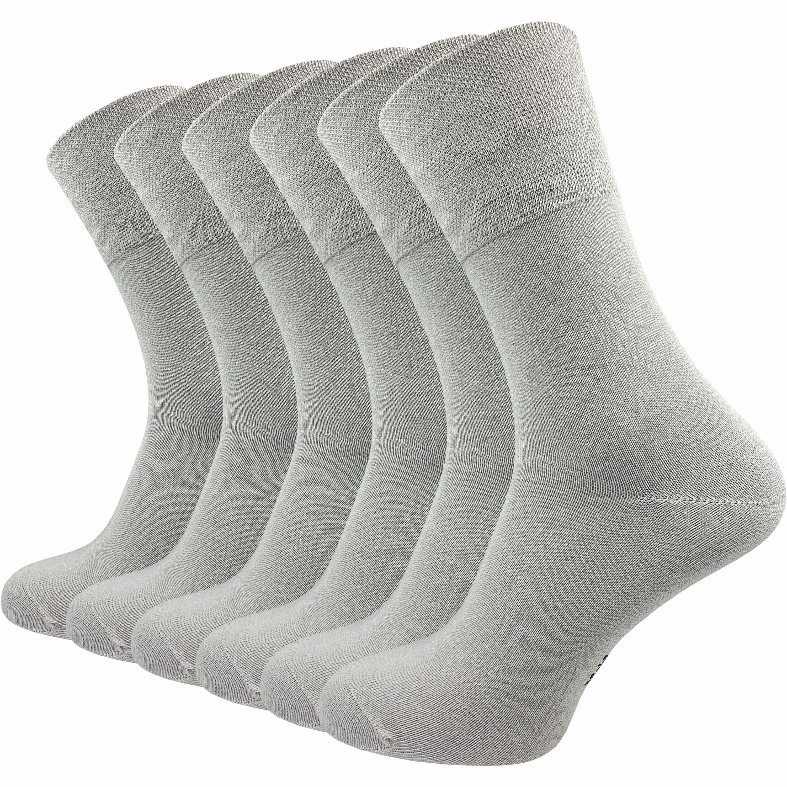GAWILO Diabetikersocken für Herren, ohne Gummidruck, extra weiter Komfortbund, Business Socke (6 Paar) extra breiter Piquet - Strick am Bund