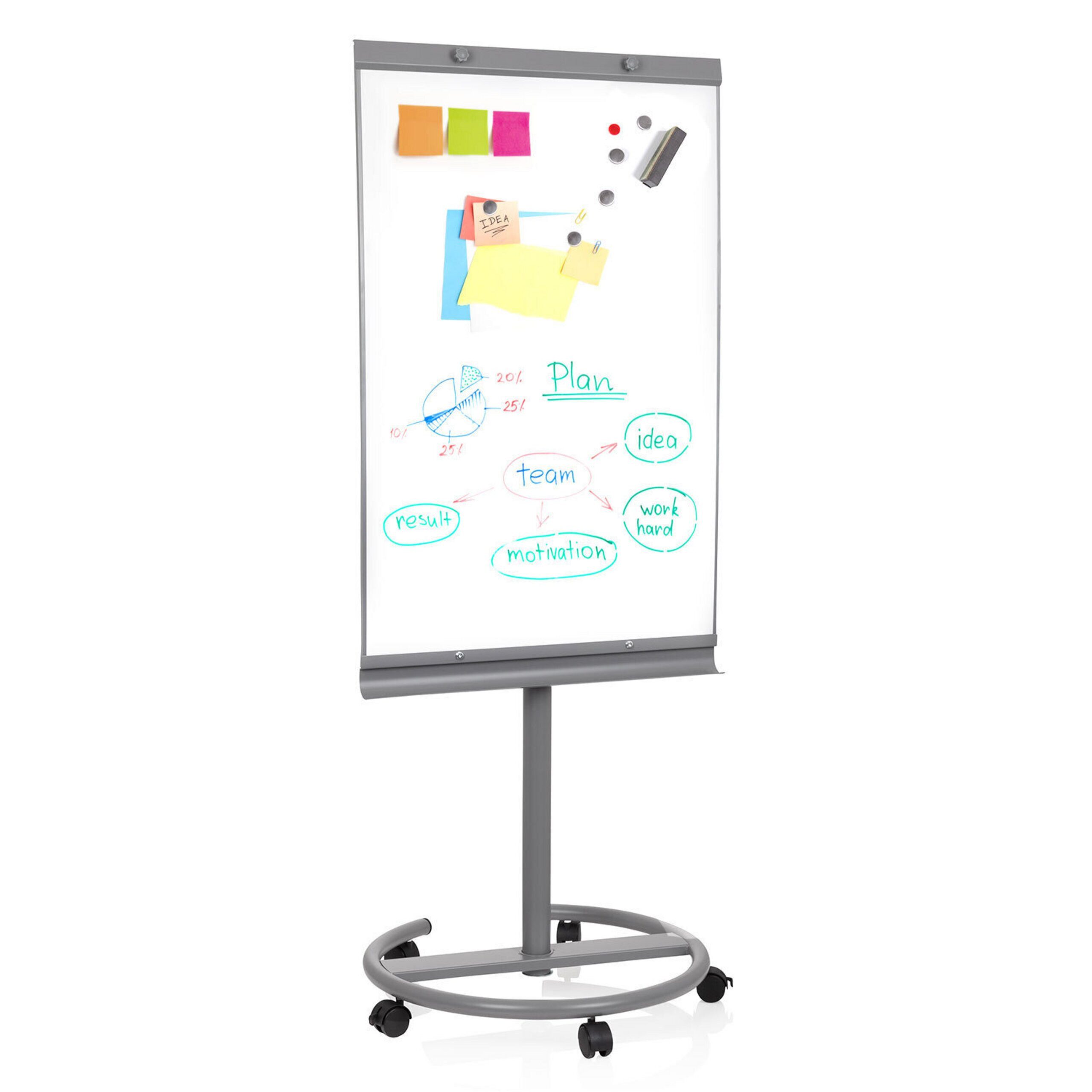 hjh OFFICE Magnettafel Whiteboard Multiboard Stahl, 2-in-1 Flipchart und Whiteboard