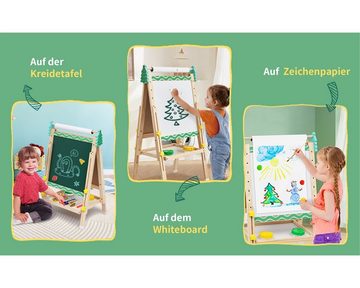 BeebeeRun Kinderstaffelei Weihnachtsbaum-Kindertafel, Doppelseitige Zeichentafel mit viel Zubehör