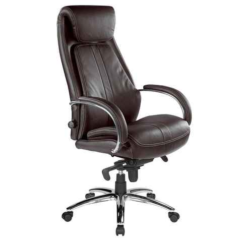 Kijng Holzkiste Throne Braun Leder - Ergonomischer Bürostuhl Schreibtischstuhl Sessel (Kein Set)