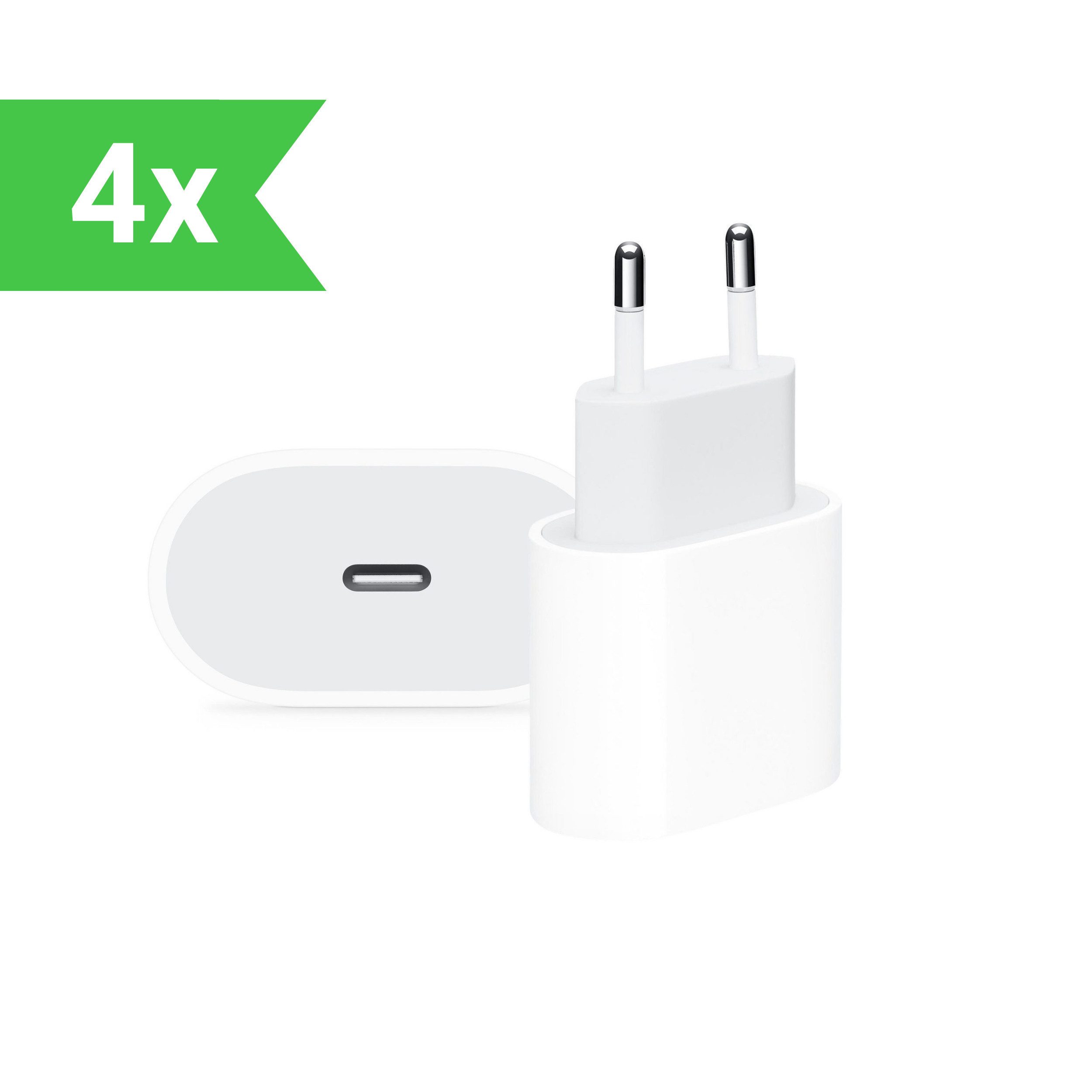 PlugUp 20W USB-C Ladestecker Schnellladegerät Power Adapter Smartphone-Ladegerät (2220 mA, 4-tlg., Für iPhone X XR XS 11 12 13 14 15 16 17 Pro Max Air SE iPad AirPods, Fast Charging - Schnelles Laden mit 20W - Unterstützt Power Delivery)