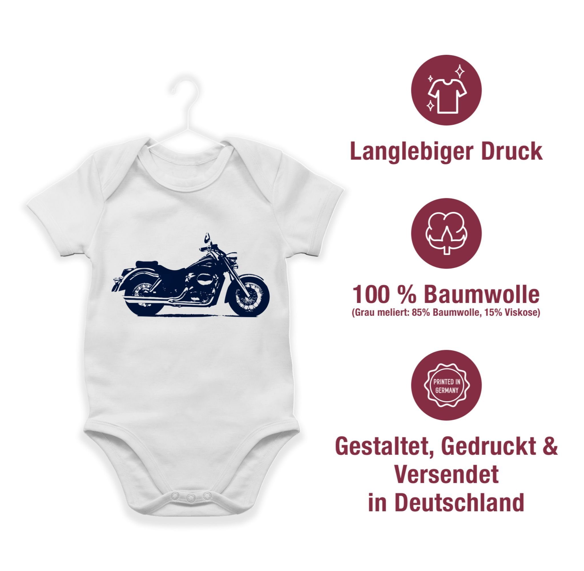 Weiß Traktor Motorrad Shirtbody 1 Baby Co. und Shirtracer Bagger