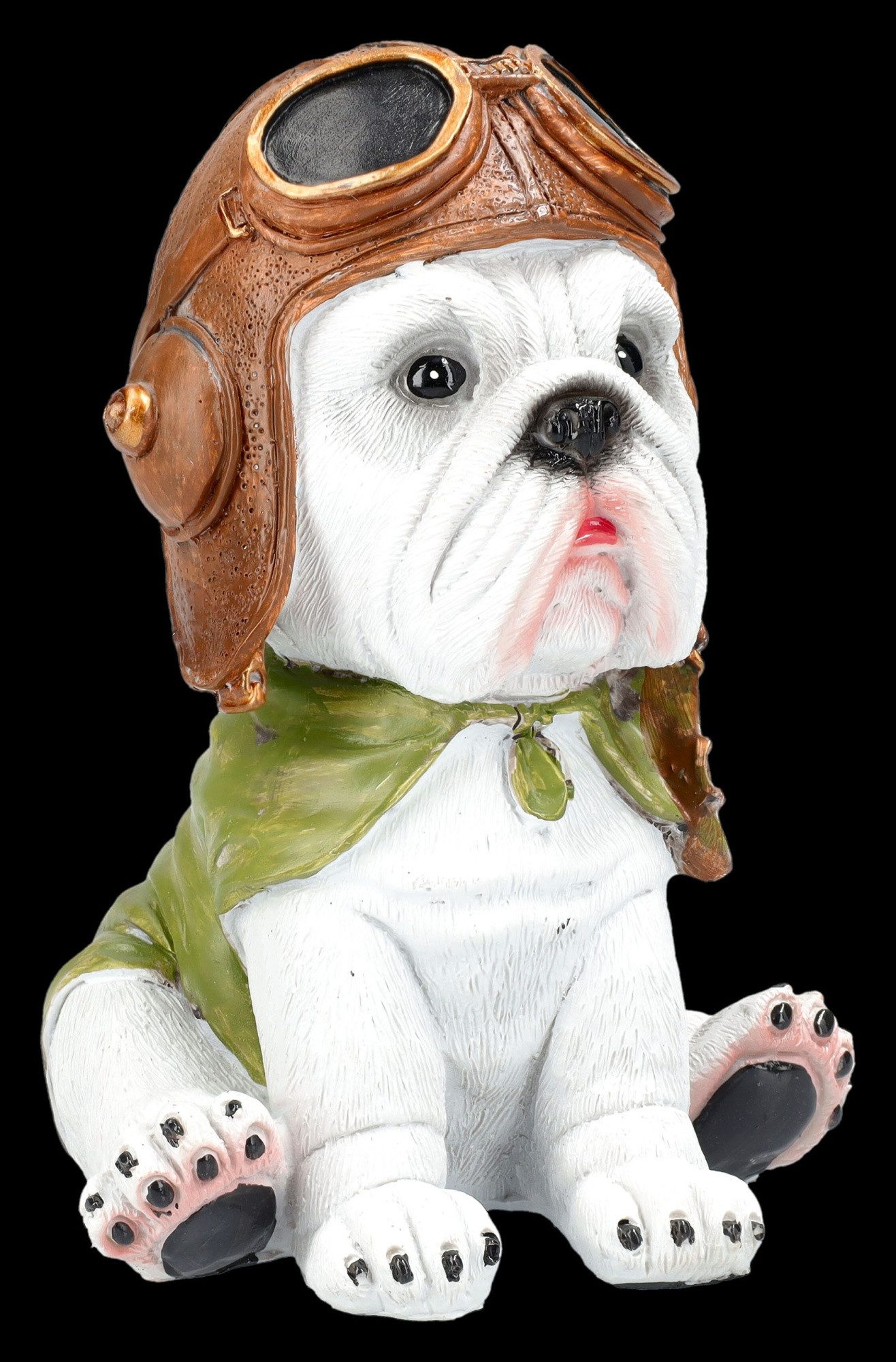 Figuren Shop GmbH Tierfigur Bulldogge Figur – Hunde Pilot Dekofigur Statue Sammlerfigur 15 cm