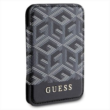 Guess Smartphone-Hülle Guess Wallet Card Slot MagSafe GCube Stripe Kartenhalter Schwarz