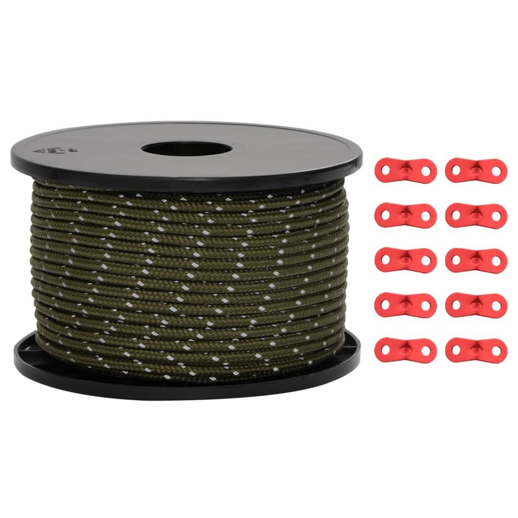 vidaXL Zeltleine Reflektierend mit Seilspannern 50 m 5 mm Abspannleine (1-tlg)