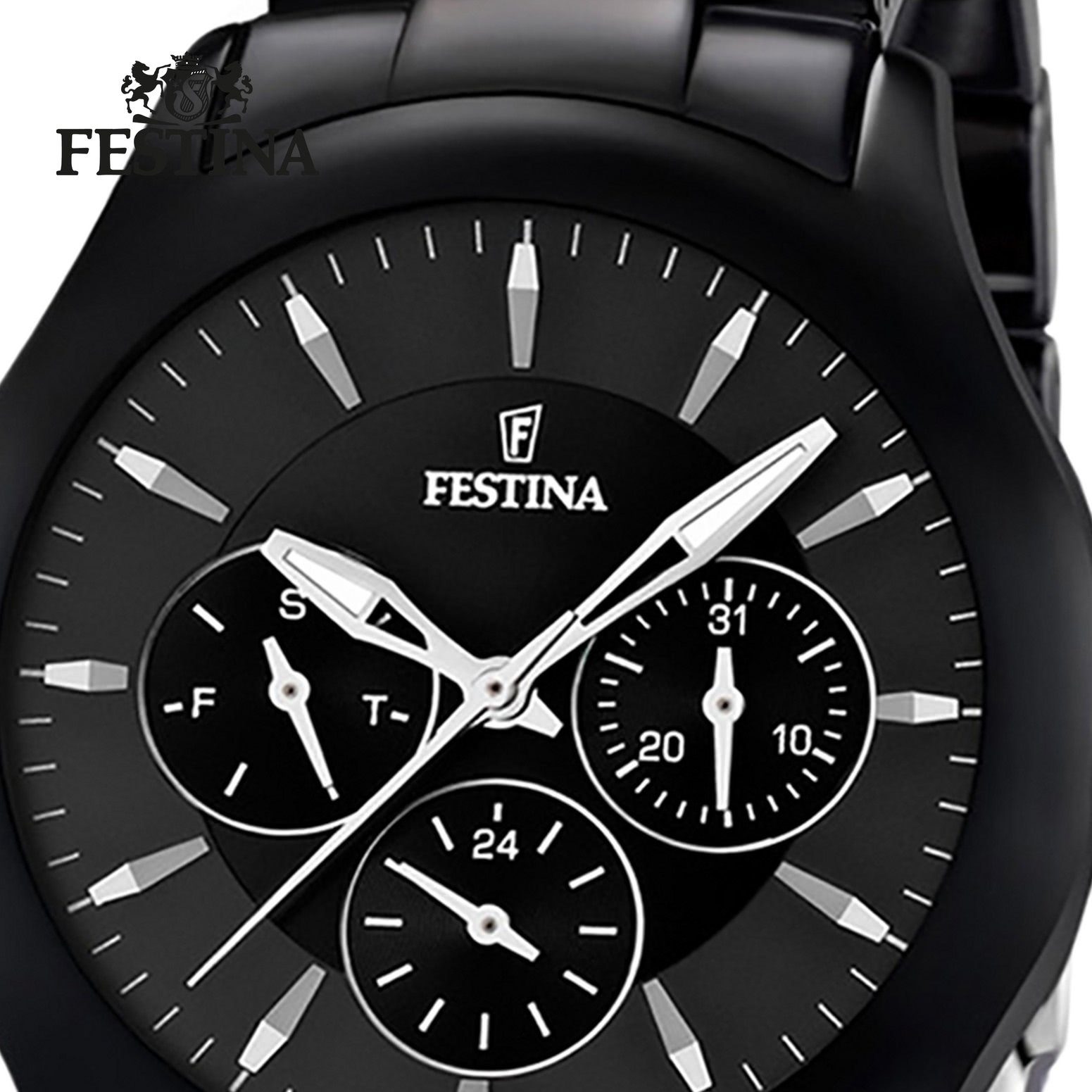 Festina Multifunktionsuhr Festina Damen-Herren Uhr F16639/2, Damen, Herren  Armbanduhr rund, Keramikarmband schwarz