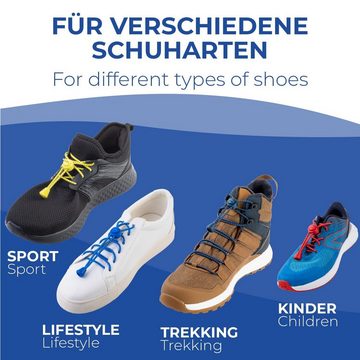 EVEREST FITNESS Schnürsenkel Sport-Schnürsenkel mit Schnellschnürsystem, elastisch, 5 Paar (Grau)