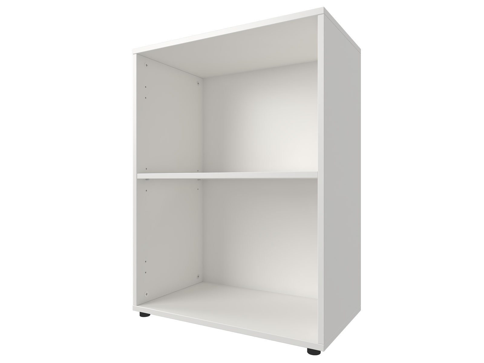 möbelando Aktenschrank Trio 2 zeitloses Regal aus Spanplatte in weiß mit 1 höhenverstellbaren Einlegeboden. Breite 57 cm, Höhe 77 cm, Tiefe 33 cm - Made in Germany Weiß | weiß