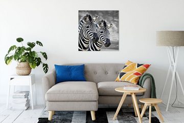 Pixxprint Leinwandbild zwei Zebras, zwei Zebras (1 St), Leinwandbild fertig bespannt, inkl. Zackenaufhänger