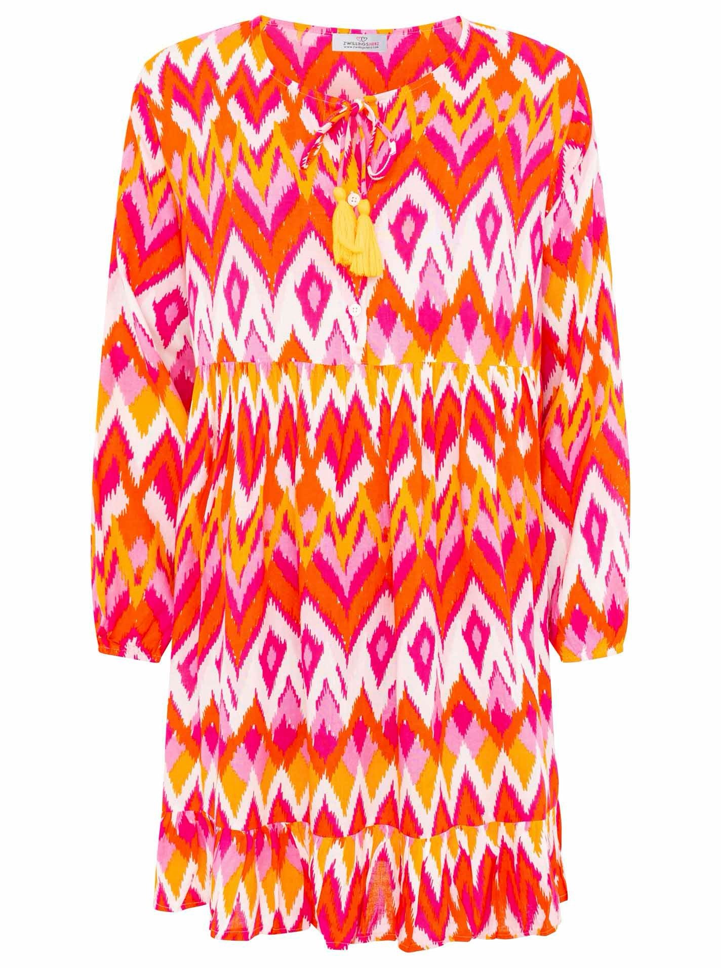 Zwillingsherz Sommerkleid Zwillingsherz Kleid "Wilder Zickzack" Tasseln