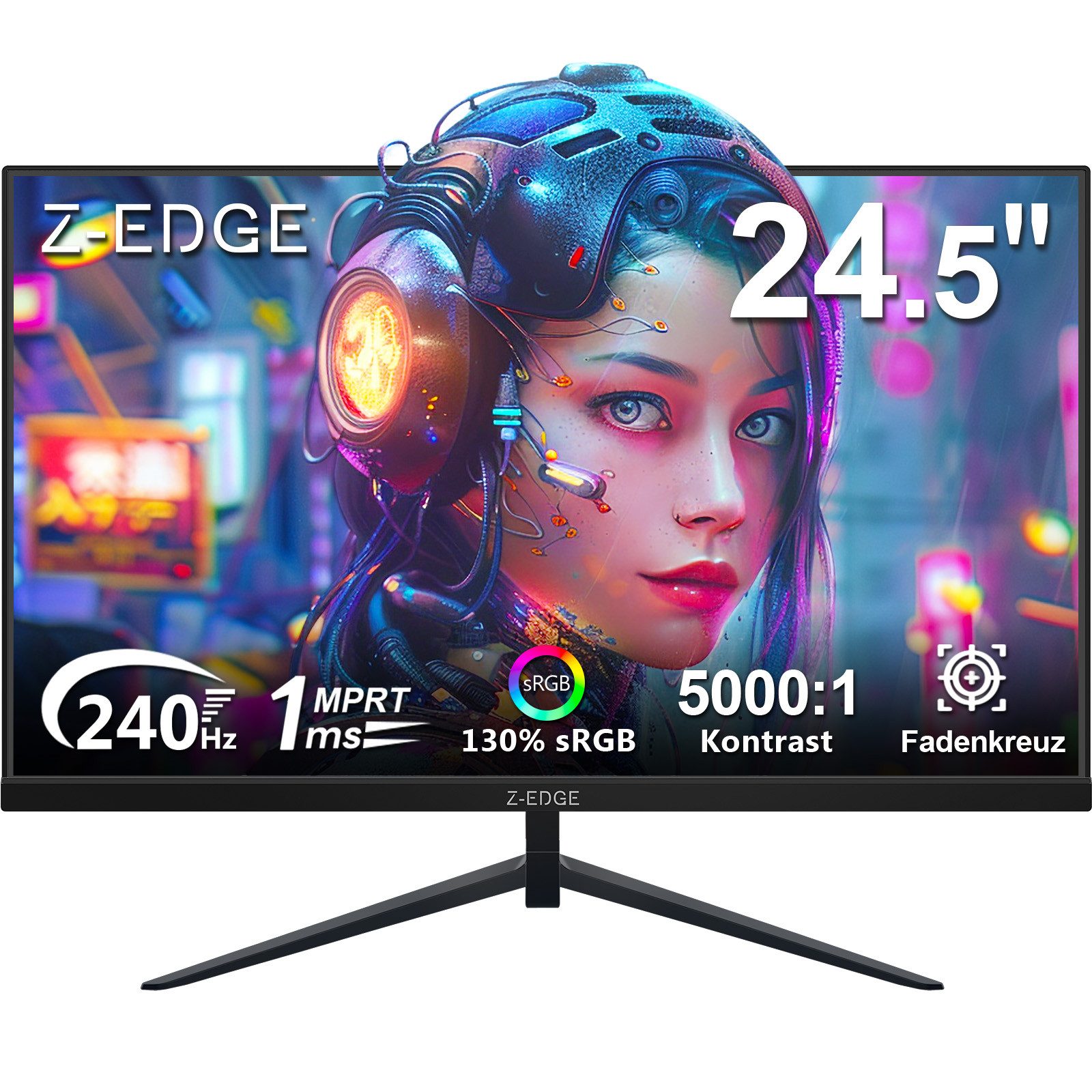 Z-EDGE 25 Zoll Monitor, 240 Hz, 1 ms MPRT, Full HD VA‑Panel Gaming-Monitor (63,5 cm/25 ", 1920 × 1080 px, Full HD, 1 ms Reaktionszeit, 240 Hz, VA‑Panel, Rahmenloser Bildschirm mit FreeSync, Augenschutz & VESA‑Kompatibilität)