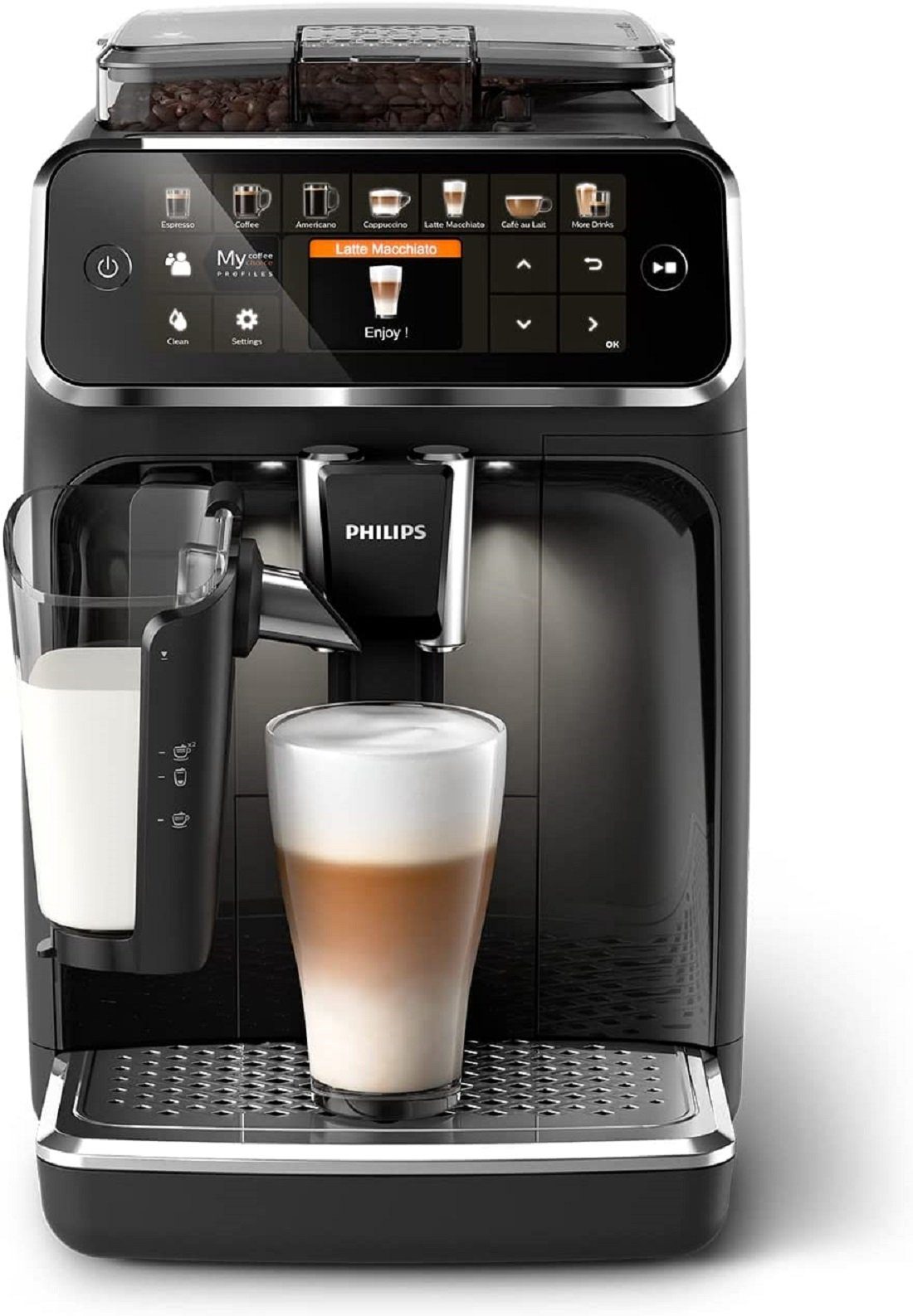 Philips Kaffeevollautomat Series 5400 Kaffeevollautomat LatteGo Milchaufschäumer Display, Kaffeeautomat Cafemaschine Kaffeemaschine mi Mahlwerk Vollautomat Cafe