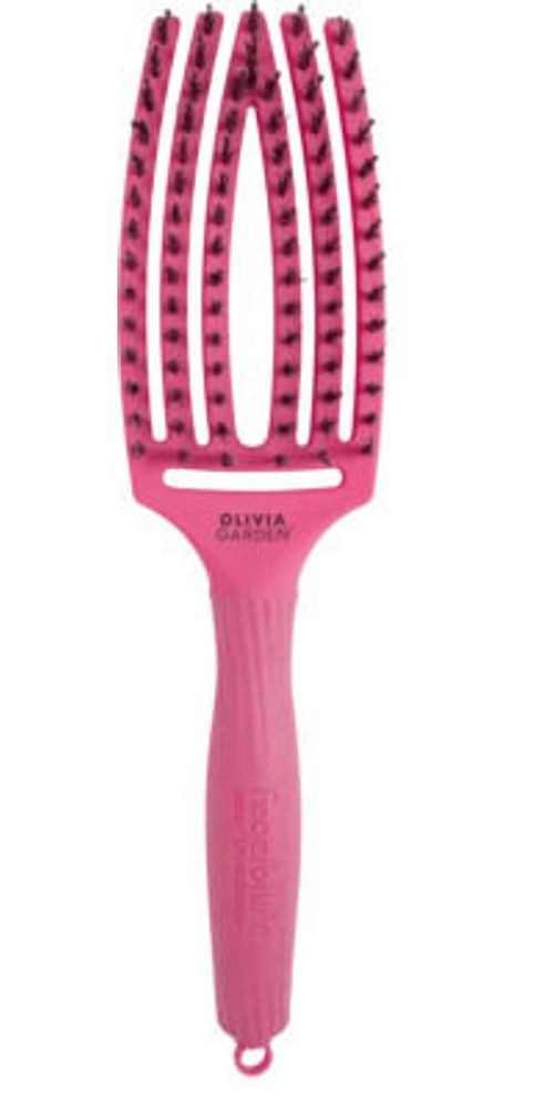 OLIVIA GARDEN Haarbürste Olivia Garden Fingerbrush Care Iconic Boar&Nylon Hot Pink Medium