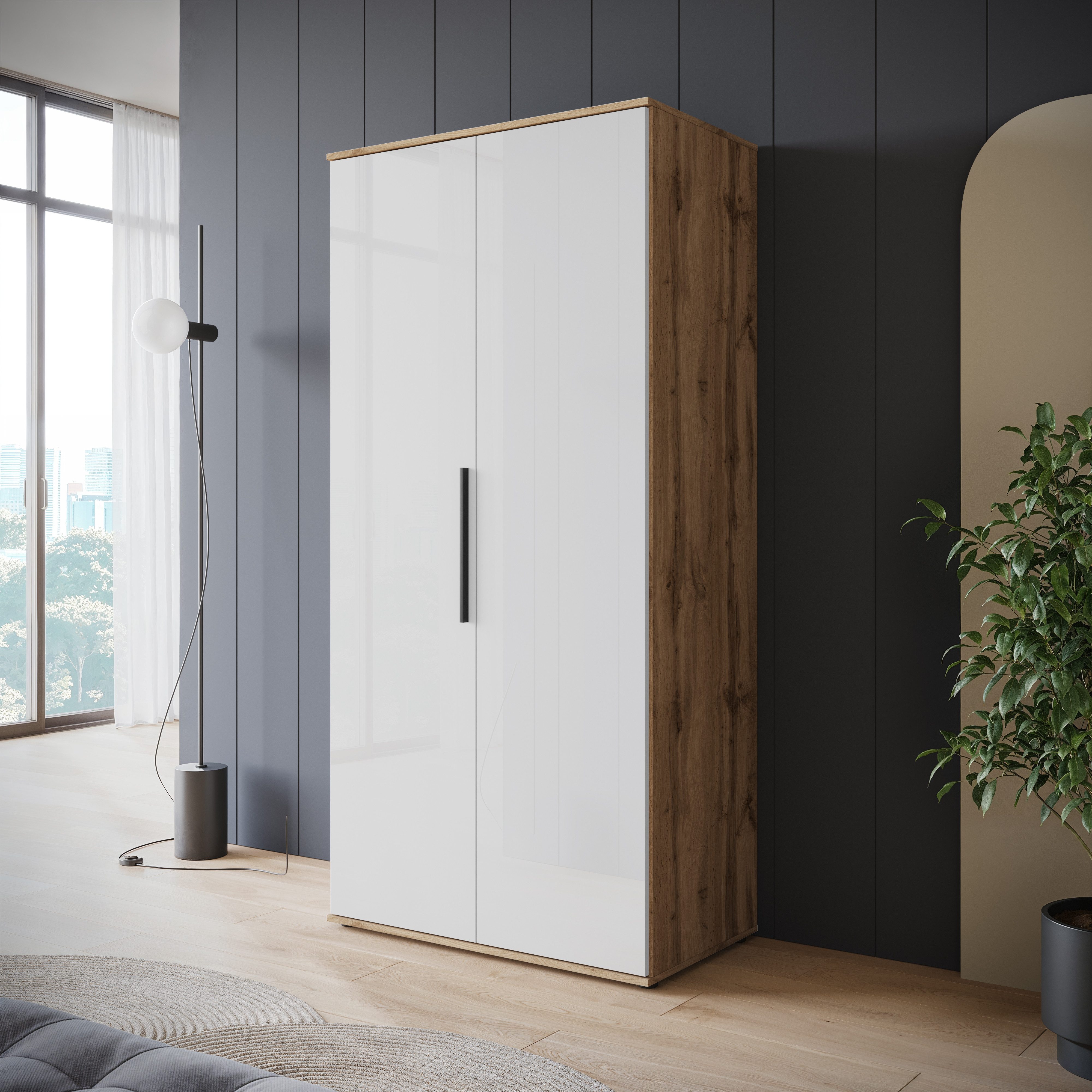 INOSIGN Kleiderschrank "LAGOS Wäscheschrank, Garderobe, schwarze Griffe, Ma günstig online kaufen