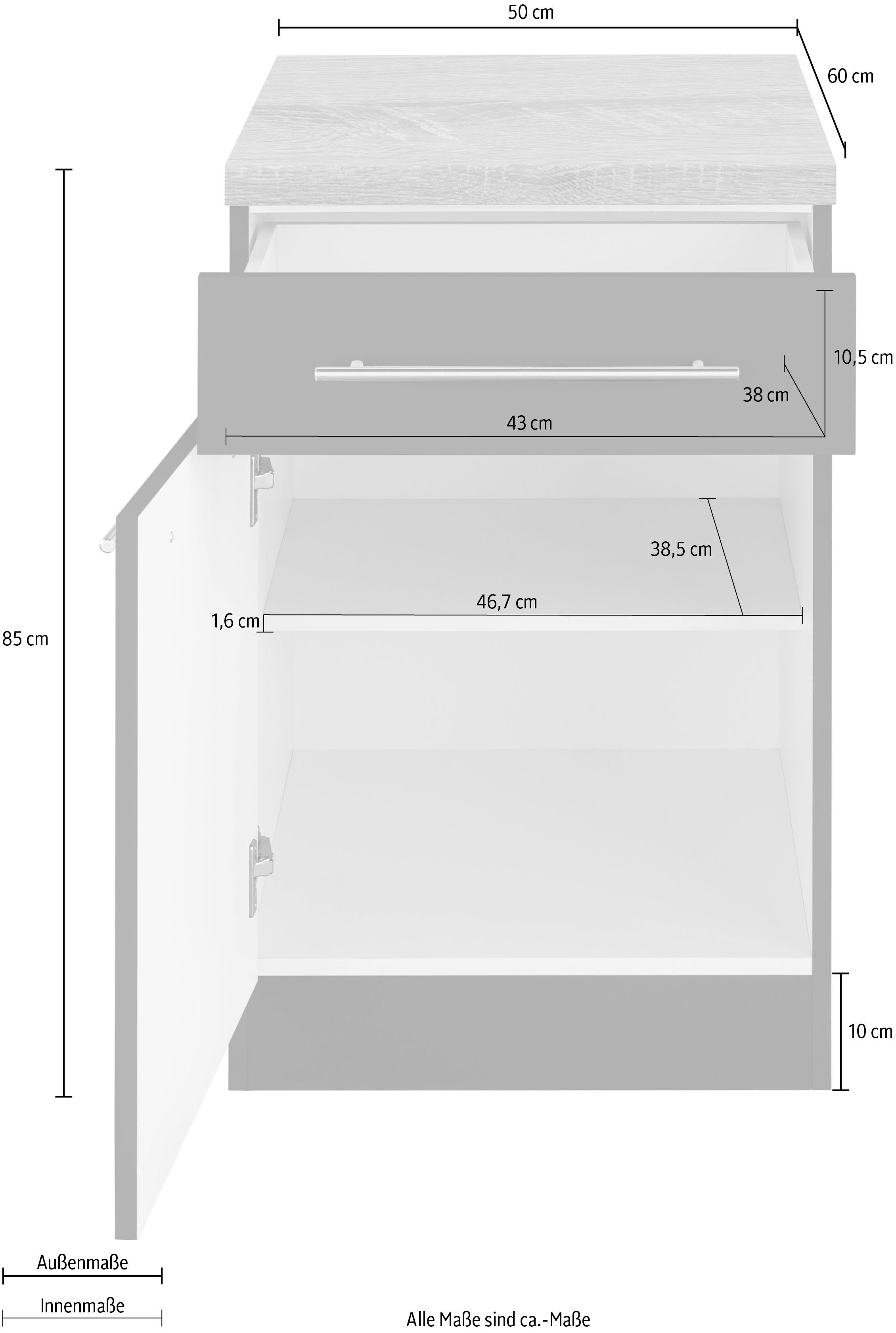 wiho | Anthrazit Unterschrank Unna anthrazit/anthrazit 50 breit cm Küchen