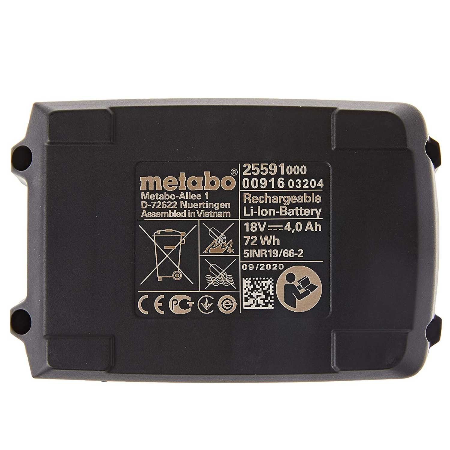 metabo Metabo 625591000 Akkupack 18 V, 4,0 Ah, Li-Power, AIR COOLED Akku 4000 mAh