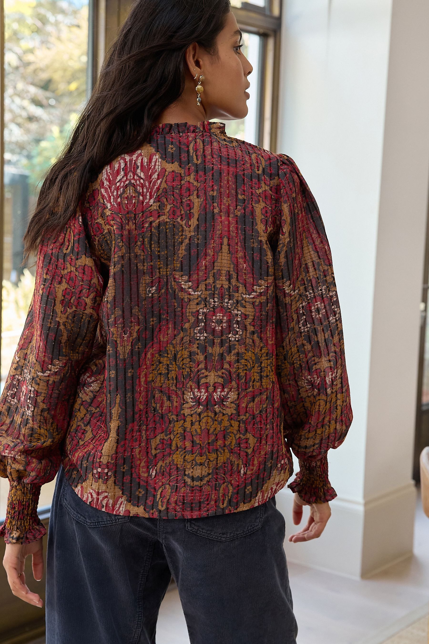 Next Langarmbluse Chenille-Langarmbluse mit Gittereinsatz (1-tlg) günstig online kaufen