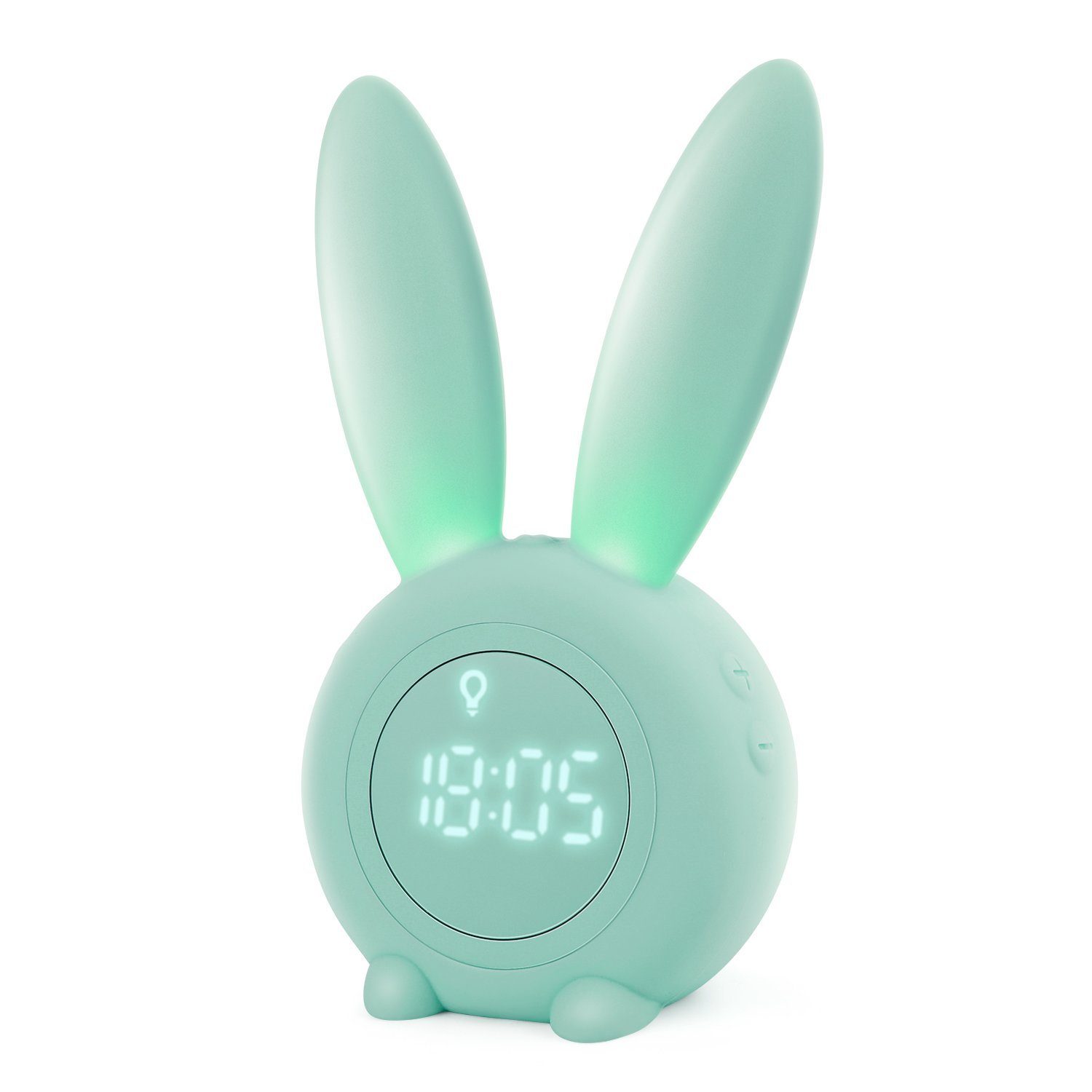 EXTSUD Wecker Kinder Lichtwecker Cute Rabbit Kinderwecker Creative Nachttischlampe Snooze-Funktion zeitgesteuertes Nachtlicht Grün