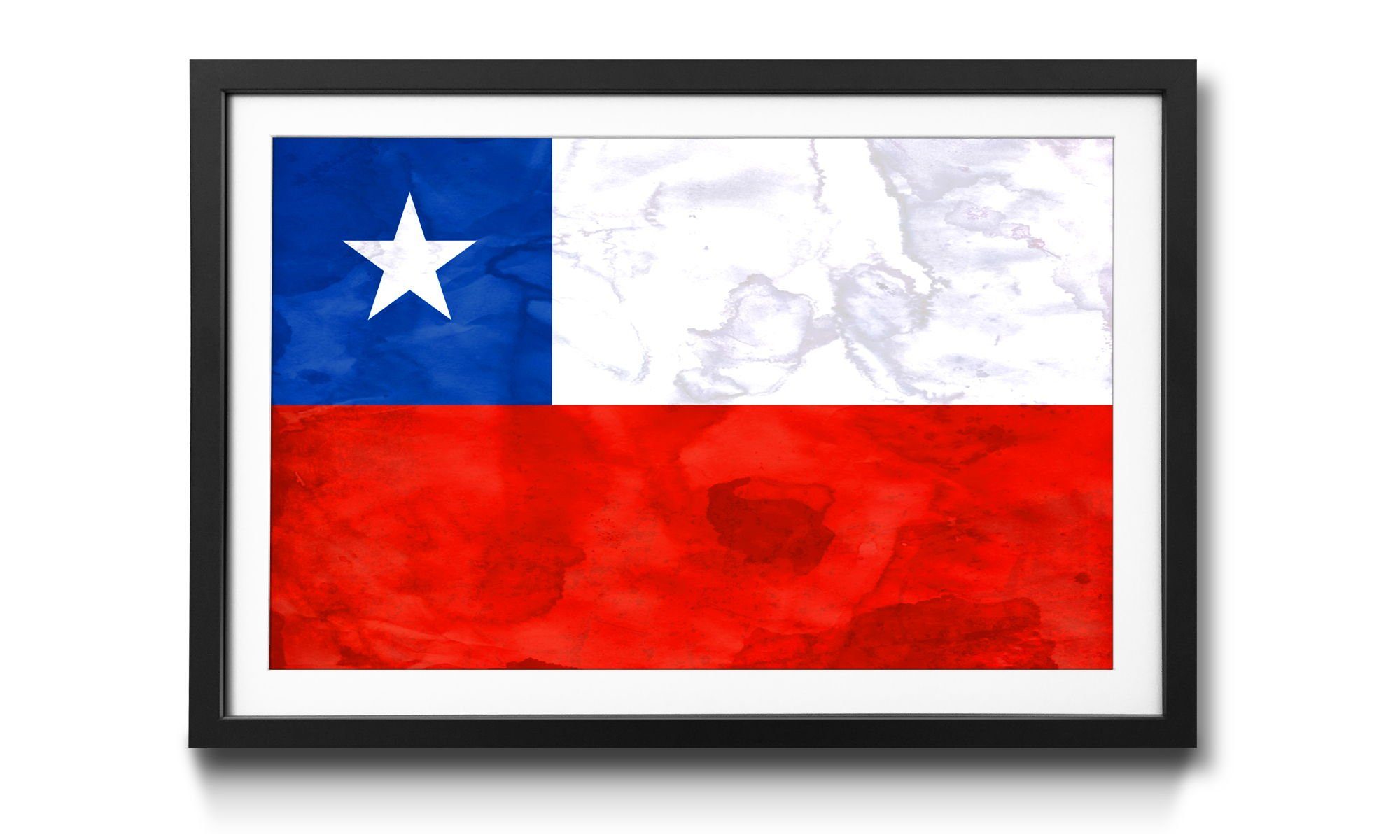 4 in Wandbild, erhältlich Flagge, mit Rahmen Chile, Größen WandbilderXXL Bild