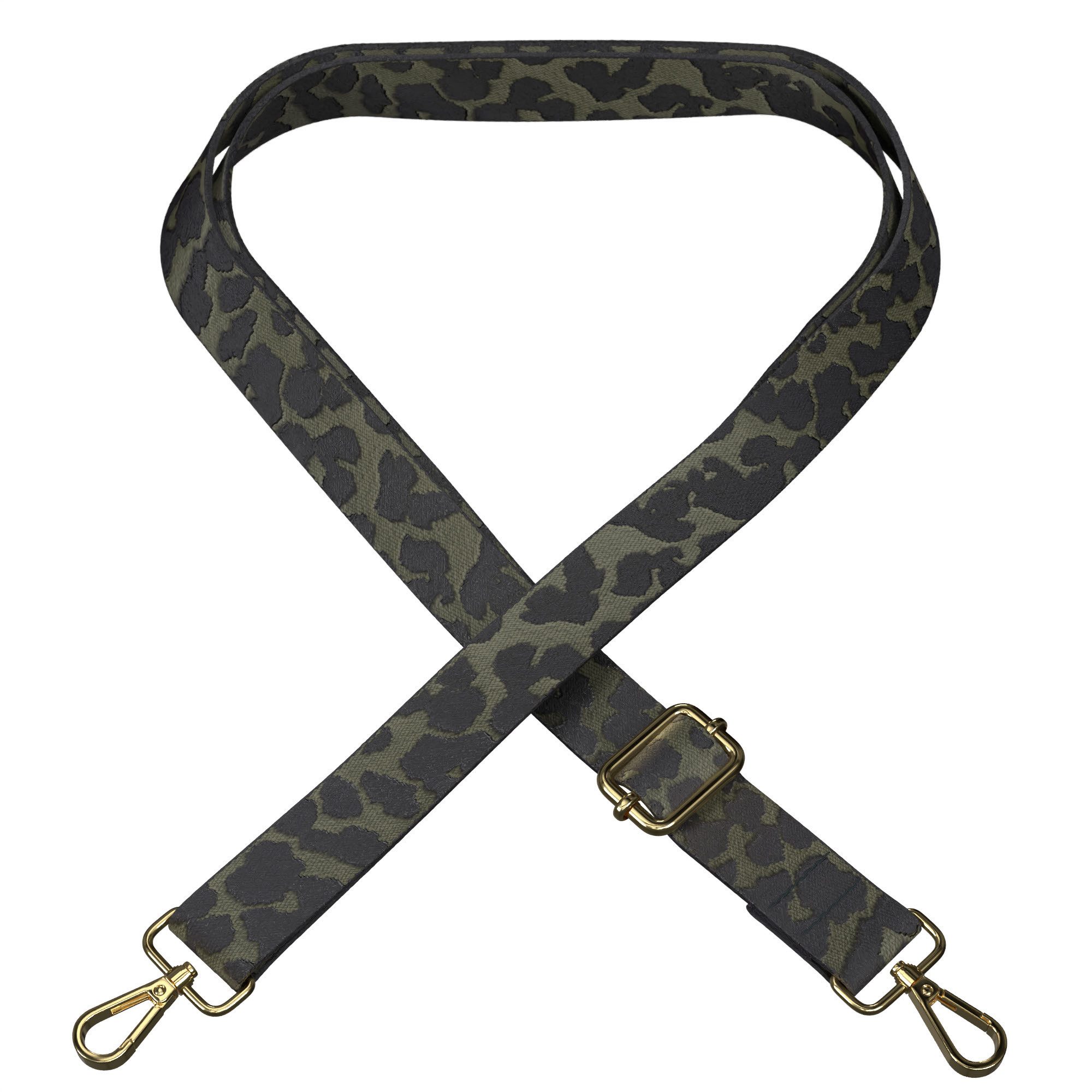 EAZY CASE Schulterriemen Ersatz Taschenriemen Boho Style Breiter Umhängeriemen für Umhängetaschen – Dunkelgrün Camouflage