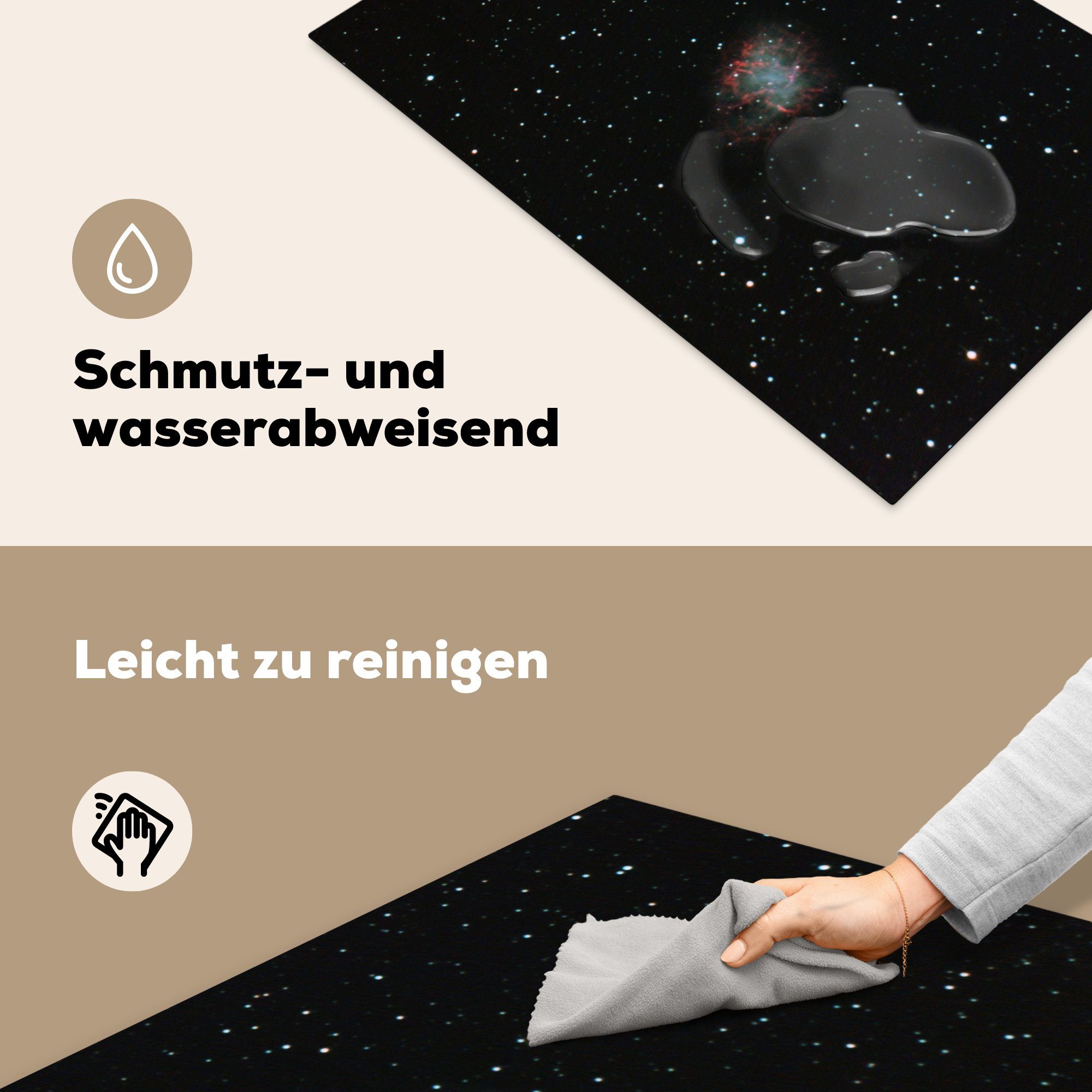 Stiers für MuchoWow küche, Herdblende-/Abdeckplatte cm, die des Konstellation im tlg), Ceranfeldabdeckung 81x52 (1 Schutz Induktionskochfeld Vinyl, Die Universum,