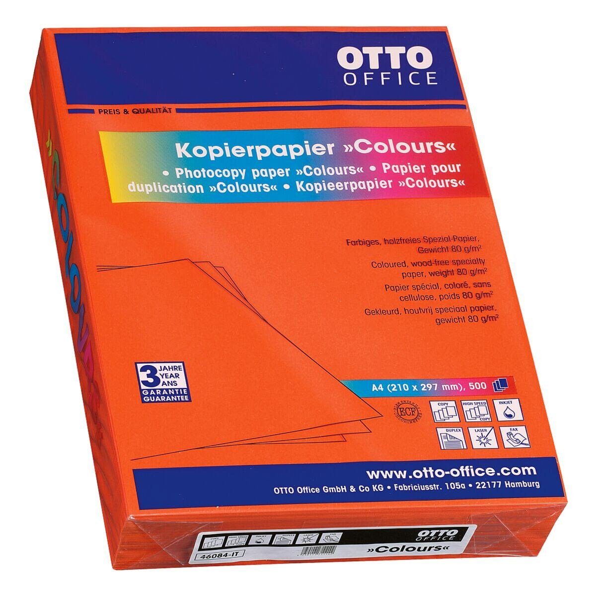 Office DIN Kopierpapier Format 80 und A4, intensivrot g/m² Drucker- COLOURS, Office Otto Intensivfarben,