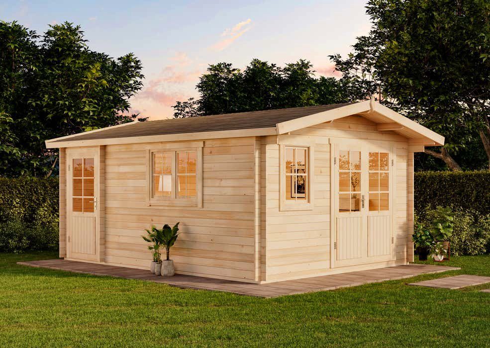 Alpholz Gartenhaus Holz Jennifer, BxT: 400x550 cm, in Naturbelassen mit 28mm Wandstärke