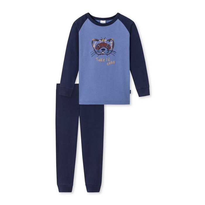 Schiesser Pyjama Natural Love Organic Cotton (Set 2 tlg) Schlafanzug Langarm - Baumwolle - Lange Schlafhose mit Softbund