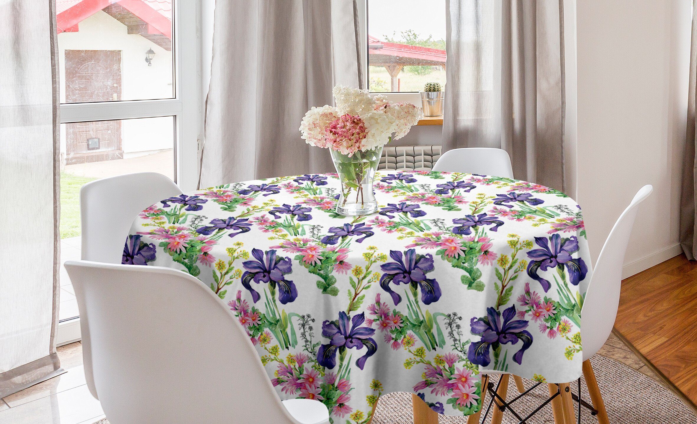 Abakuhaus Tischdecke Kreis Tischdecke Abdeckung für Esszimmer Küche Dekoration, Blumen Garten Blooming Tiny Orchideen