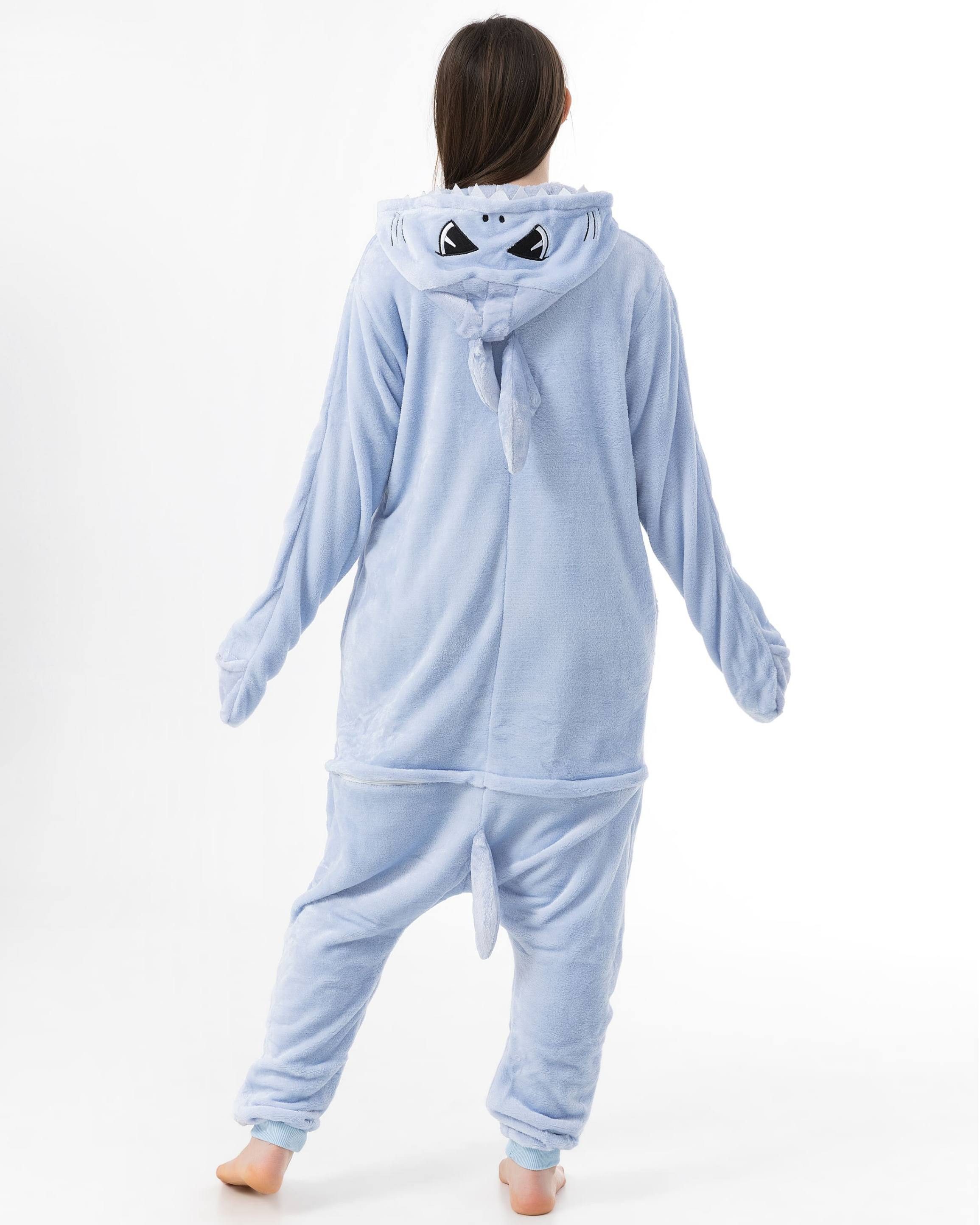 Katara Partyanzug Meerestiere Jumpsuit Kostüm für Erwachsene S-XL, Karneval - Kostüm, Kigurumi - Hai Blau XL (175-185cm)