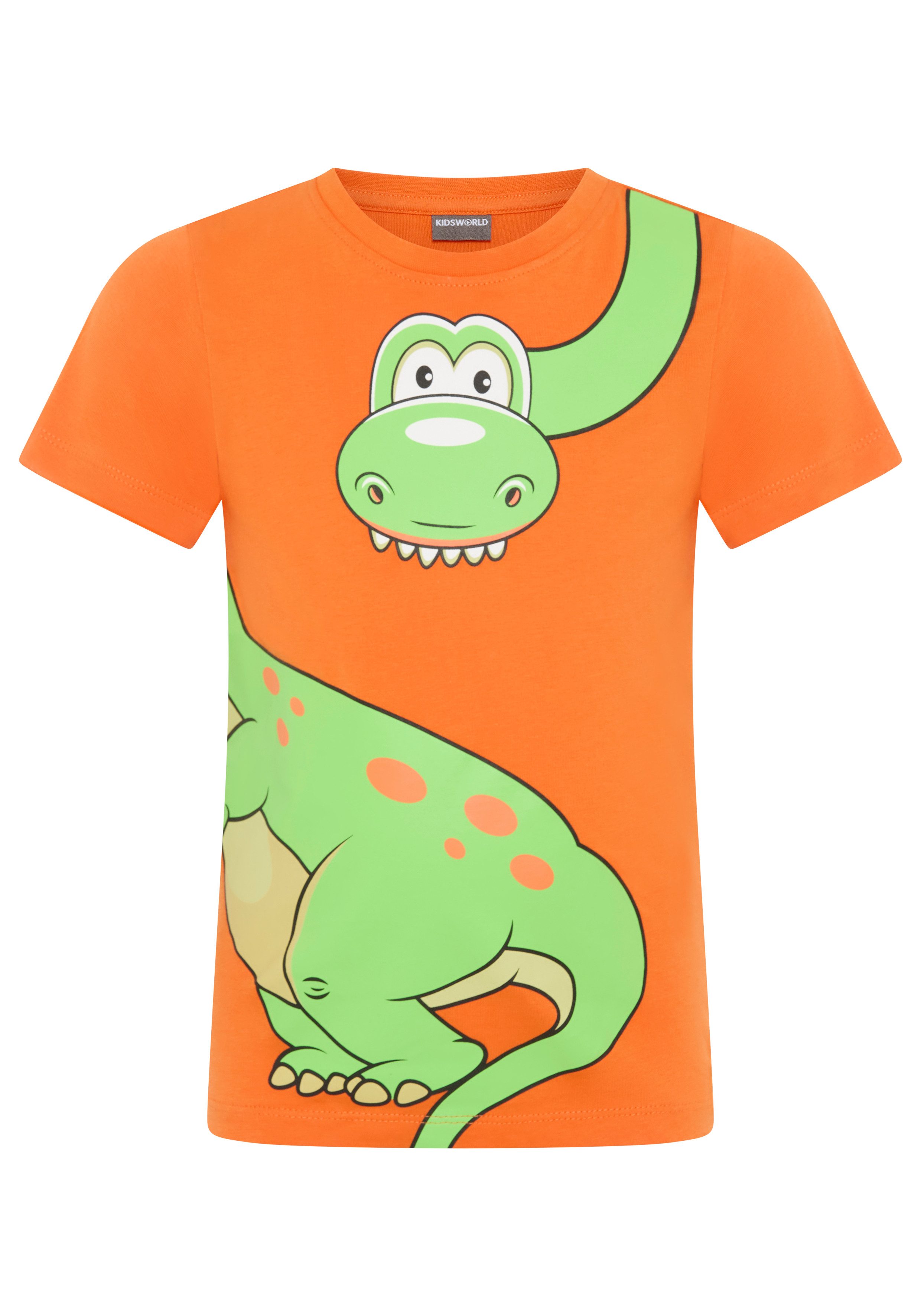 KIDSWORLD T-Shirt Mit großem Druck: GREEN DINO Kurzarm, Basic-Passform, bedruckt, Rundhalsausschnitt
