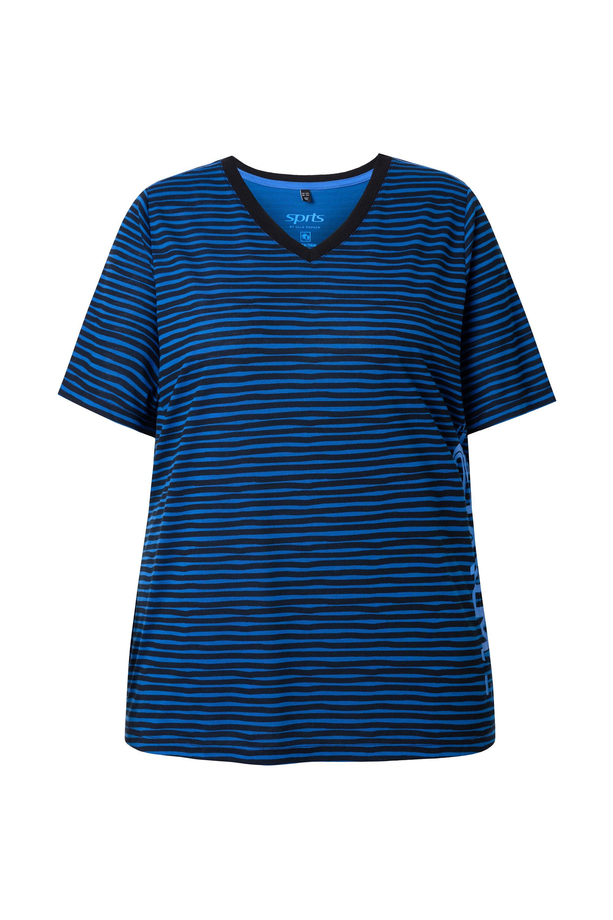 Ulla Popken T-Shirt Funktionsshirt Ringel Classic V-Ausschnitt Halbarm günstig online kaufen