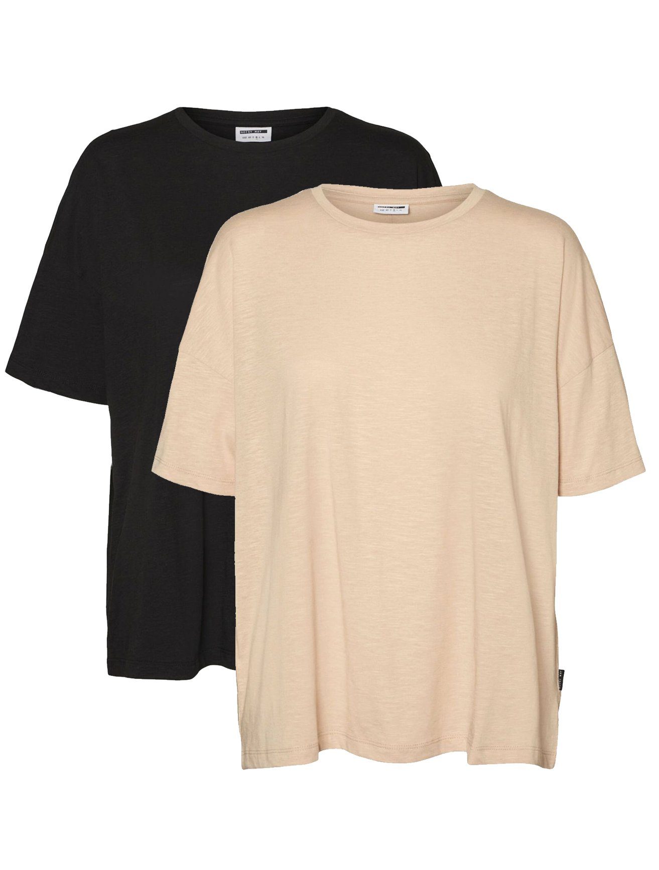 Noisy may T-Shirt Oversized T-Shirt 2-er Stück Pack Basic Set NMMATHILDE (2-tlg) 4182 in Schwarz-Orange