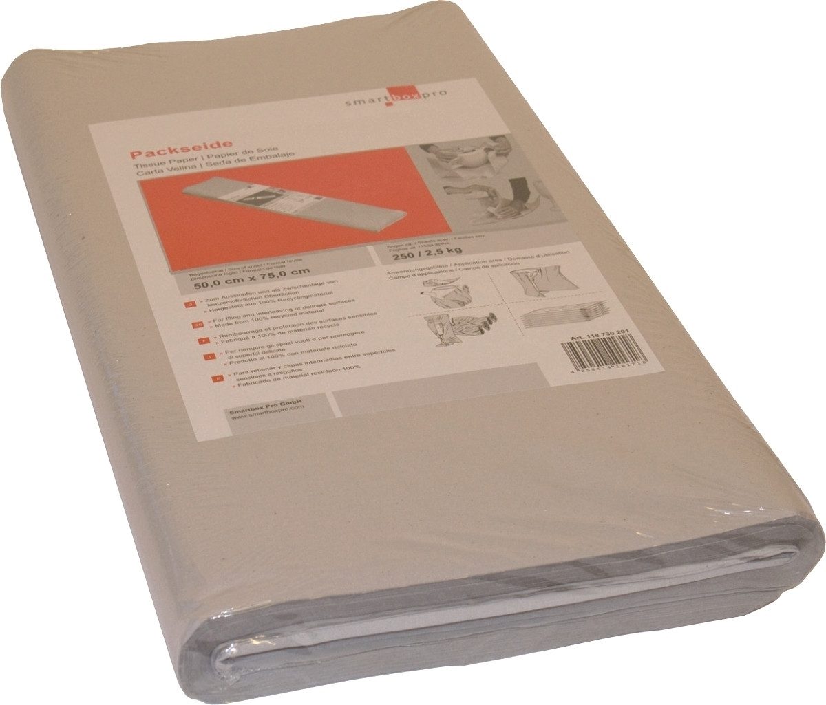 Smartbox Pro Versandkarton Packseide 50x75cm 28g/qm natur VE=250 Bogen